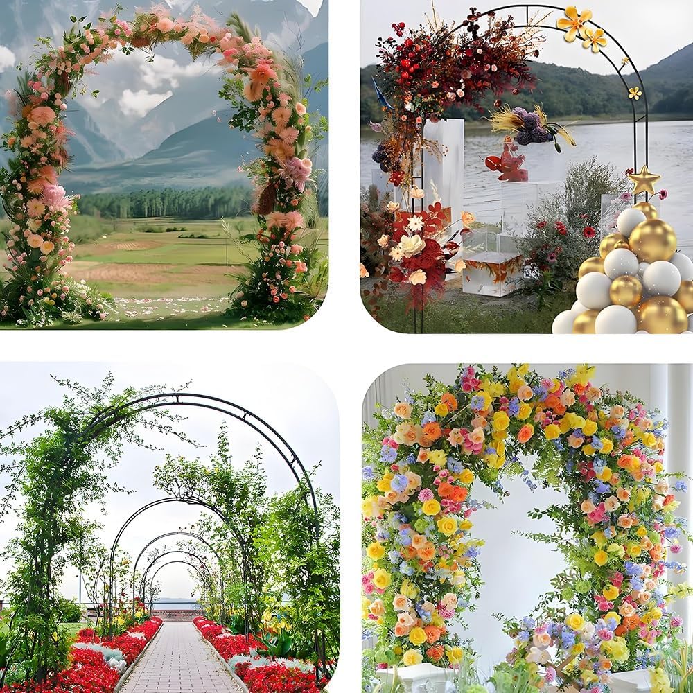 Metal Garden Arch Archways, Indoor Outdoor Garden Arbors Arches, 6.5/7.5/7.9ft Sturdy Wedding Pergola Trellis for Various Climbing Plant Roses Vines Party Decoration(Black,W80 x H200cm/31 x 79inch)