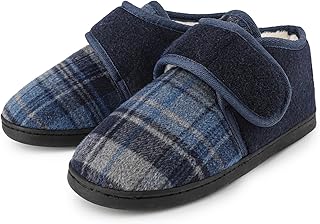 riemot Mens Slippers Diabetic Swollen Feet Edema Arthritis House Warm Slippers,Adjustable Wide Non-slip Comfortable