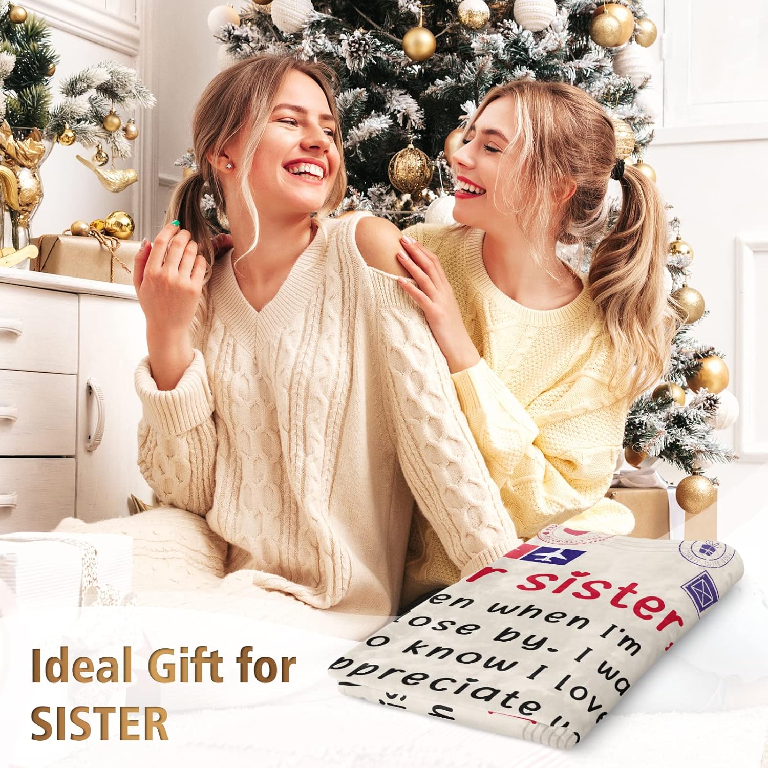 Niyewsor Sister Birthday Gifts, Sister Gifts Blanket, Sisters Gift from Sis, Present for Sisters on Mothers Day, Christmas, Dear Sis Airmail Throw Blanket, 60" * 50" - Image 7