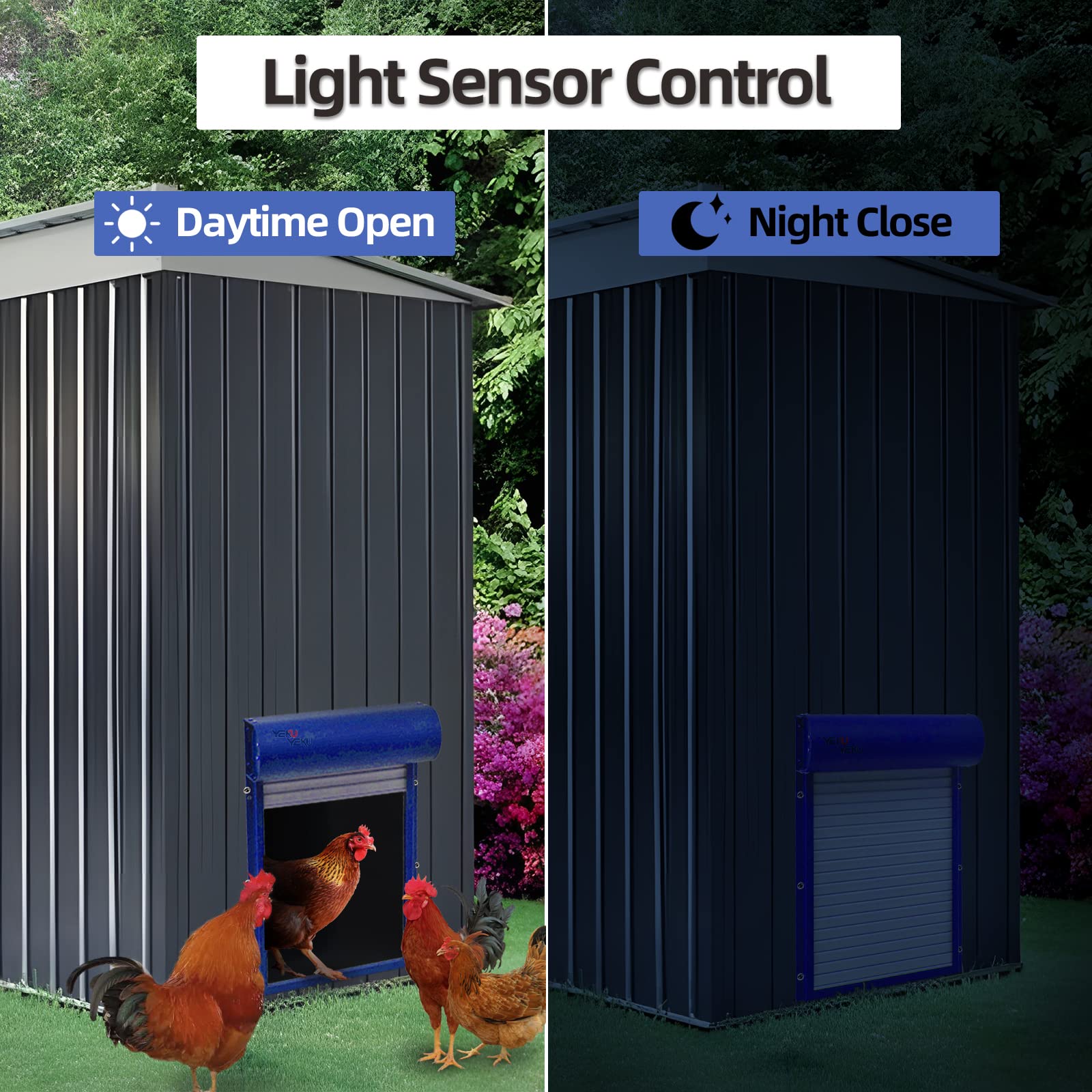 Porta Automatica per pollaio, Porta Automatica per polli con Controllo Timer, Controllo Manuale e Controllo Solare, Porta per pollaio, apriporta per polli per Fattoria, Giardino, Patio (Blu)