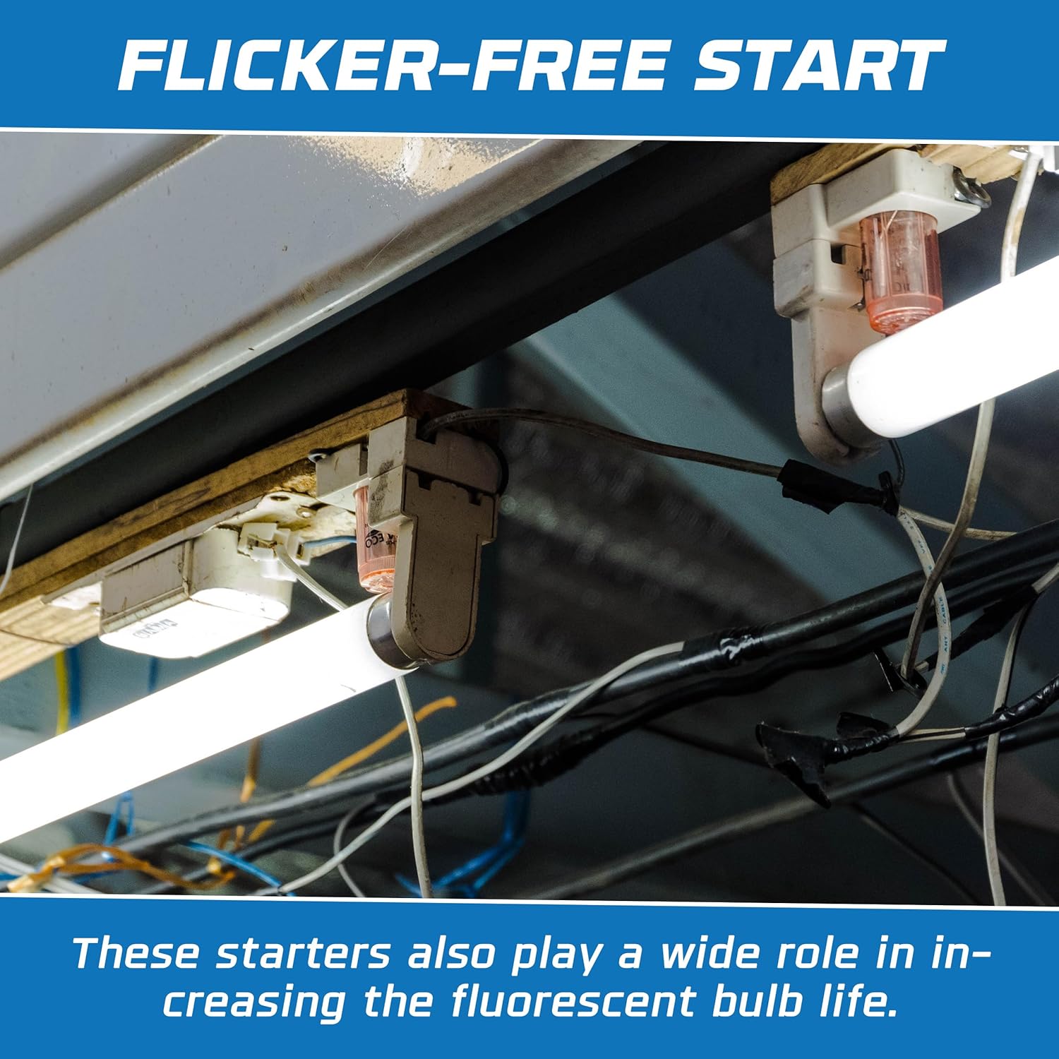 OHLECTRIC 6 Pack - Fluorescent Lamp Starter - Offers Flicker Free Start - Durable White Starter for Bulbs - FS-4 Rohs Compliance - Lamp Parts and Accessories - Ideal for 30 and 40 Watts Lamps
