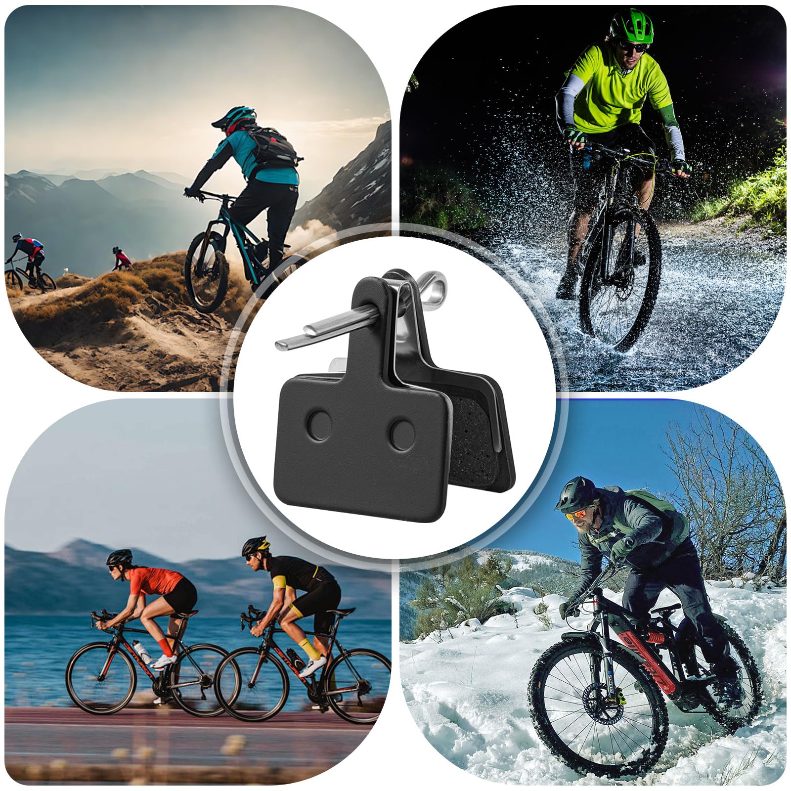 6 Par Klocków Hamulcowych Rowerowych dla Shimano B01S B03S B05S, Wysokowydajne Półmetalowe Klocki Hamulcowe Tarczowe, Kompatybilne z MT200 MT400 MT500 T675 M575 M525 M495 M486 M485