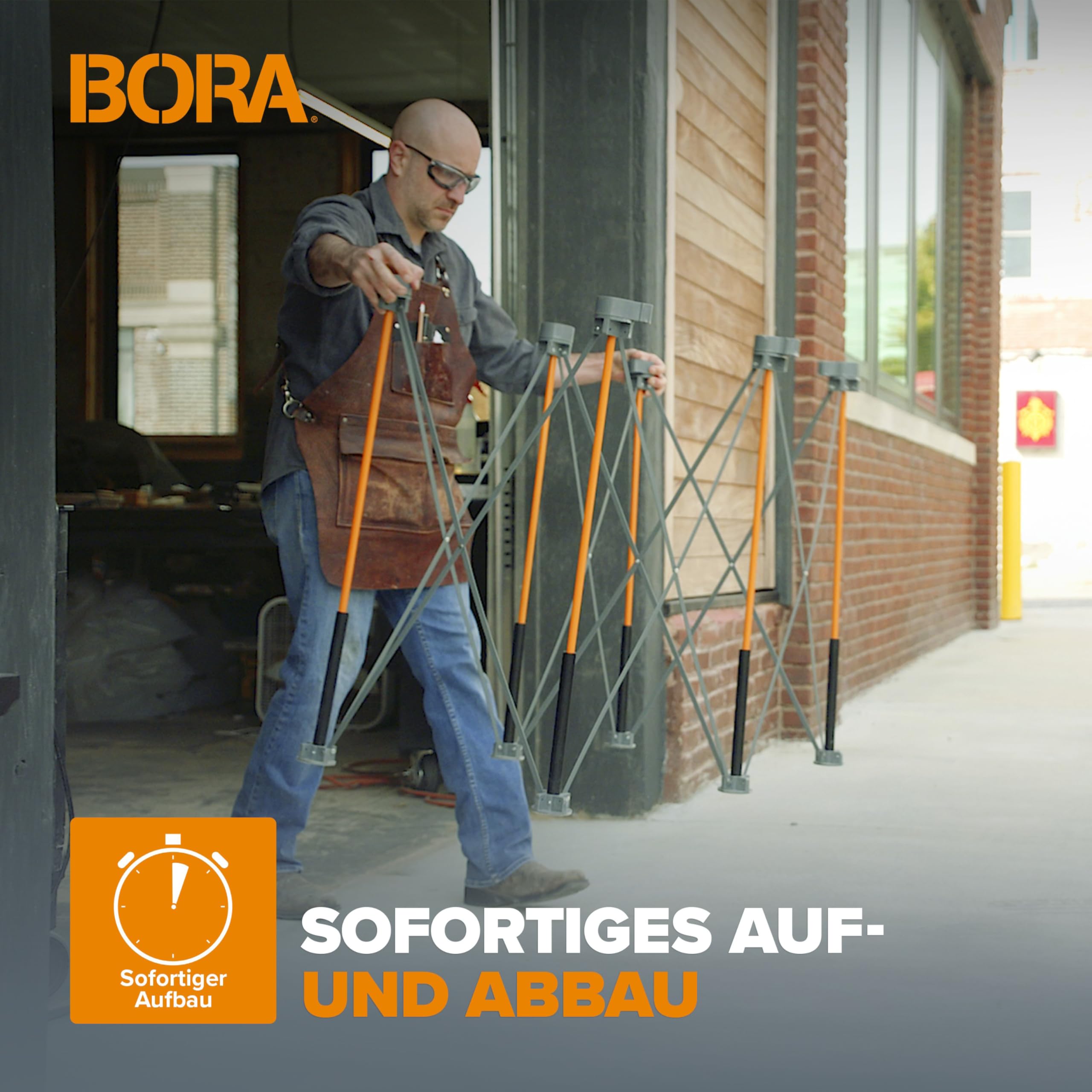 Bora Centipede CK6S Arbeitsständer tragbarer Tisch Sägebockstütze zusammenklappbare Stahlbeine orange schwarz 2 Ft x 4 Ft