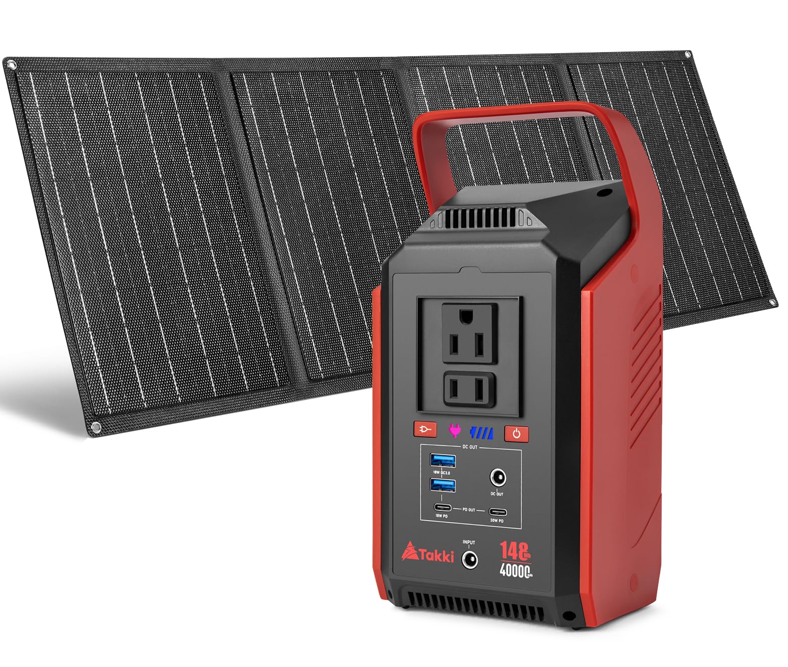 Takki 120W Peak Solar Generator Portable Power Station with Panels 21W Included, 99Wh Solar Power Bank Charger AC Outlet for Camping Emergency Outdoor Tent — view 12