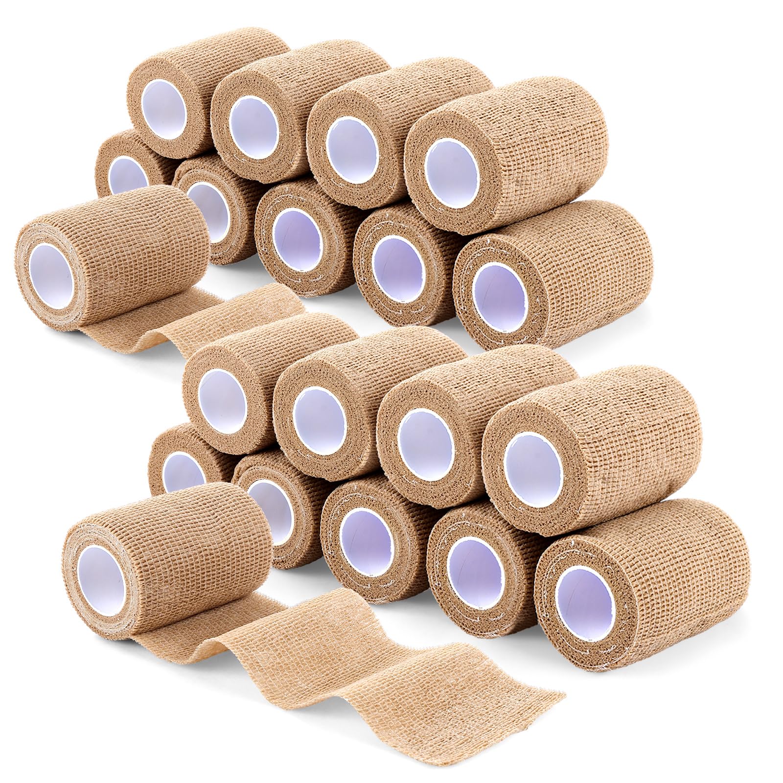 APACALI 24 Rolls Cohesive Bandage 7.5cm x 4.5m, Beige Vet Wrap for Horses, Self Adhesive Bandage, Sock Tape Football for Wrist & Ankle Protection