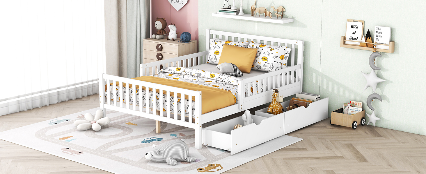 Amazon.com: Mirightone Full Bed Frame for Kids, Wood Full Size Bed