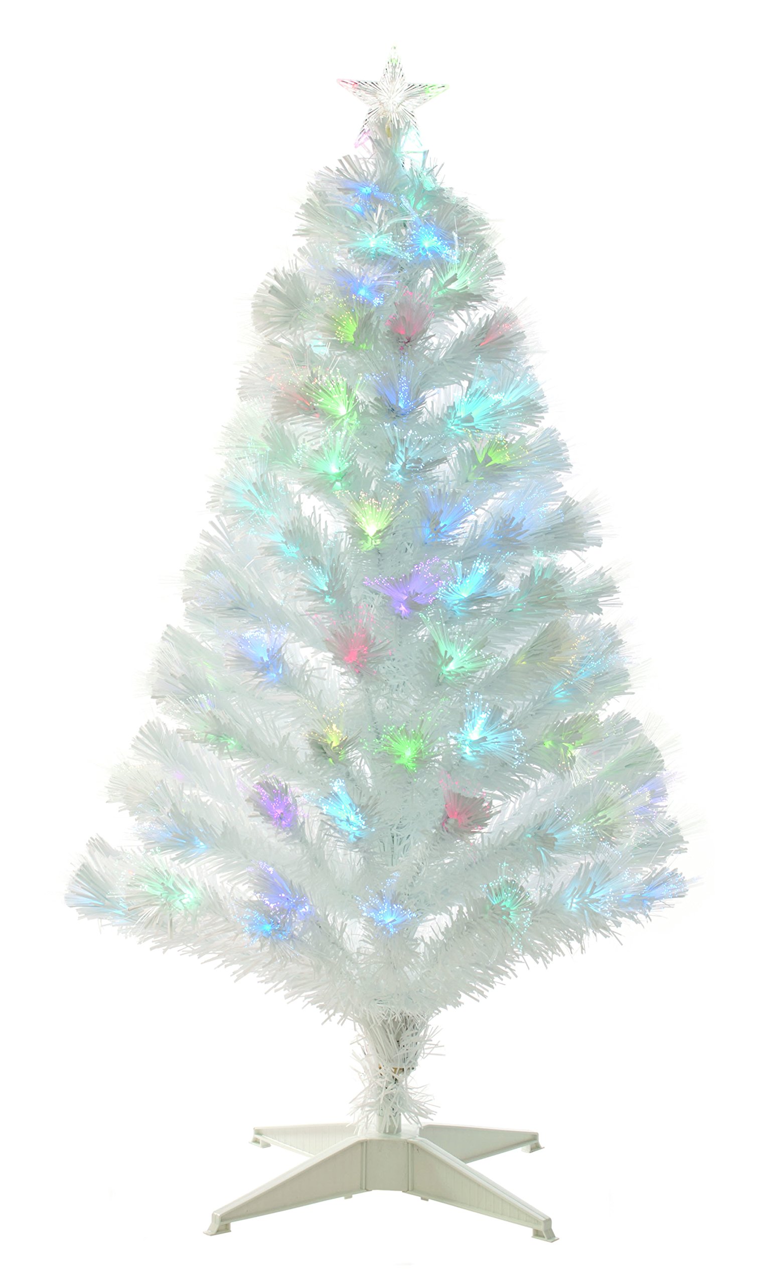 Festive 90cm White Fibre Optic Tree with multicolour LED Lights