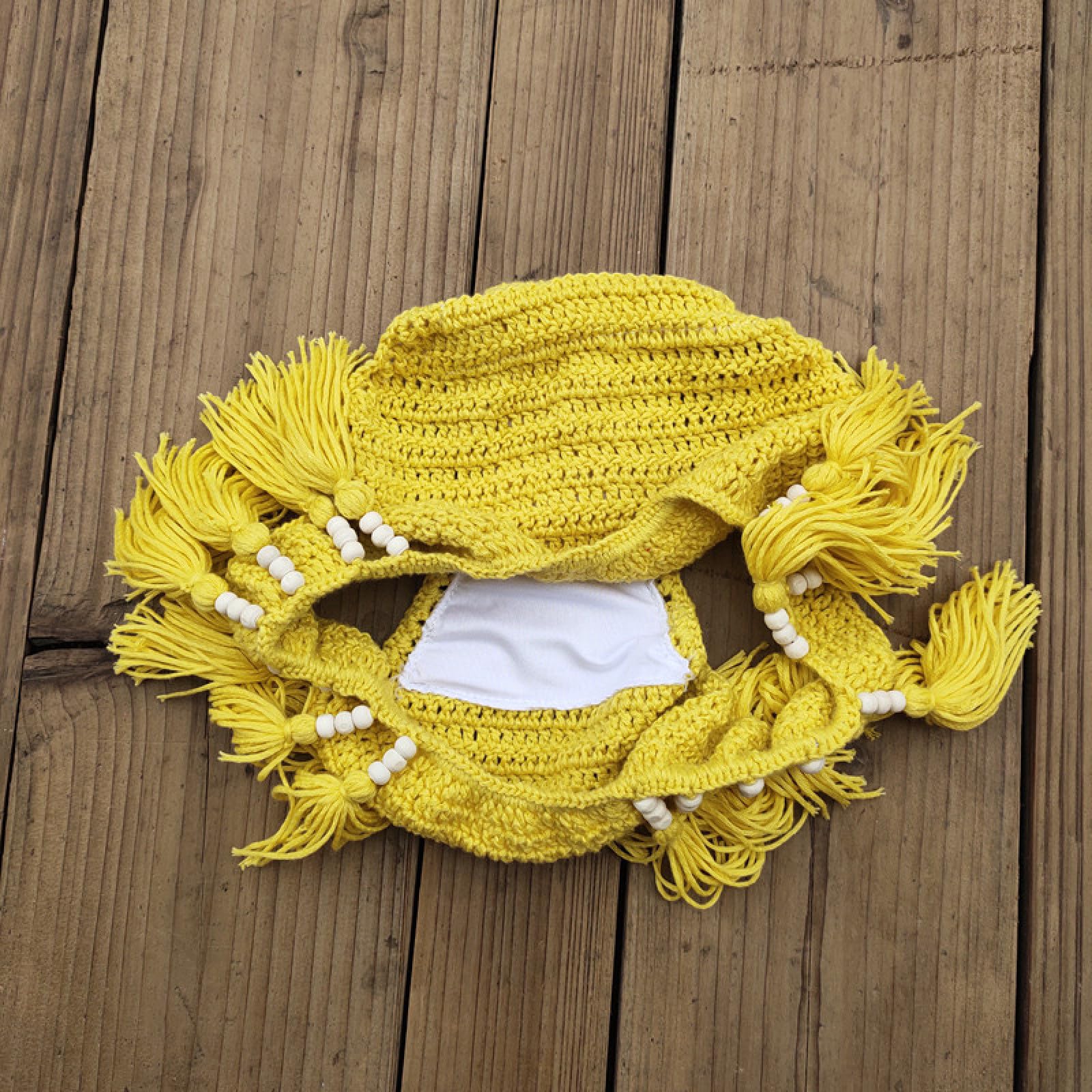 OLEETS Conjunto De Bikini De Ganchillo para Mujer -Traje De Baño De 2 Piezas con Cuentas De Borlas Tejidas A Mano, Cuello En V, Tirantes Finos, Cintura Baja, Traje De Baño De Verano De Color Sól