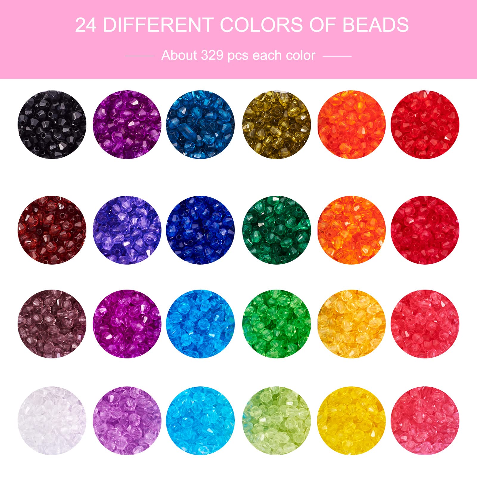 PH PandaHall Kristallperlen Set - 2310 Stück Acryl Facettenperlen 4-10mm Für Schmuck Basteln, 7 Farben