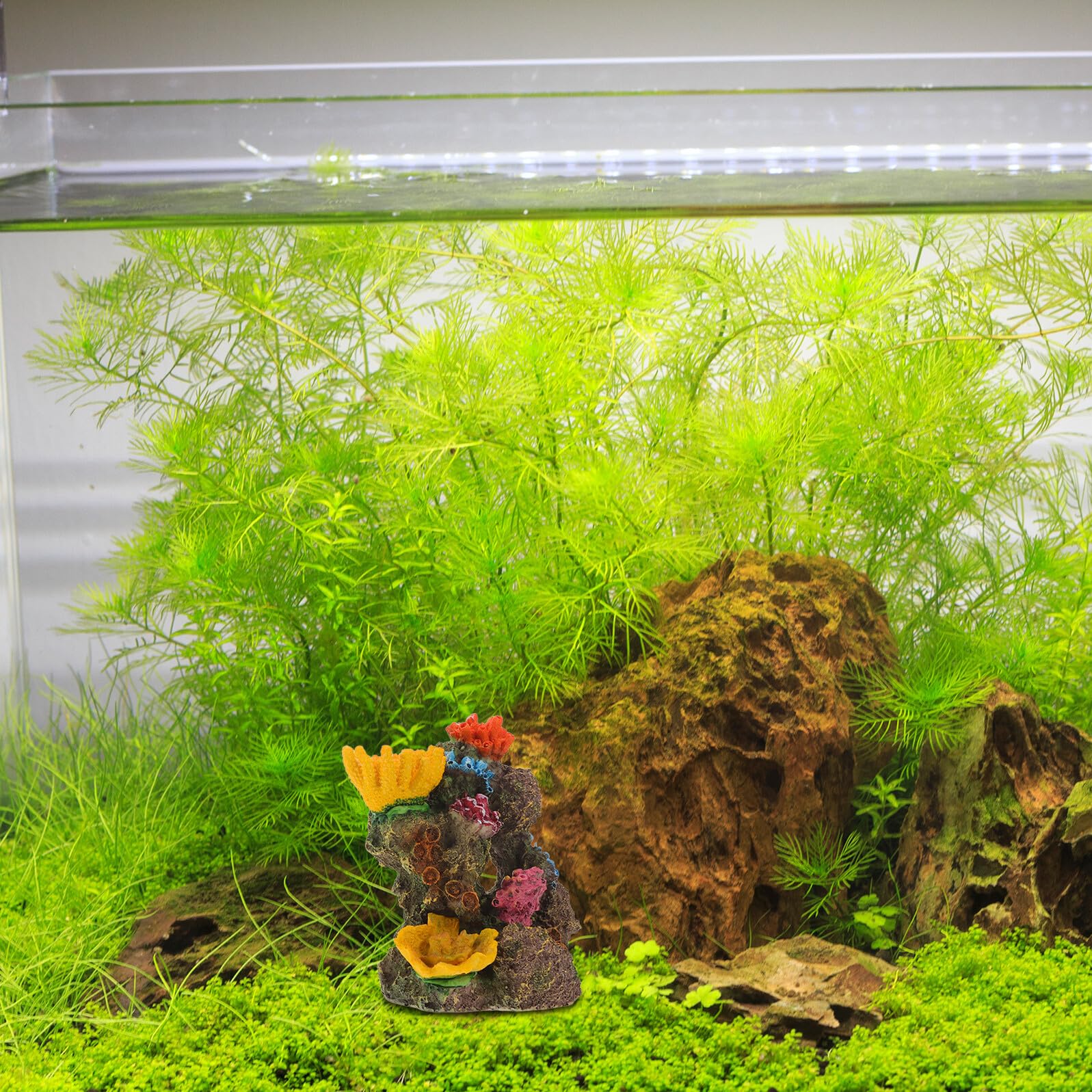 SHINEOFI Decoración de Acuario Coral Artificial Grande Escultura Decorativa de Resina con Refugio y Cueva para Paisaje Acuático Ornamento Simulación Rama de Coral para Tanque de Peces
