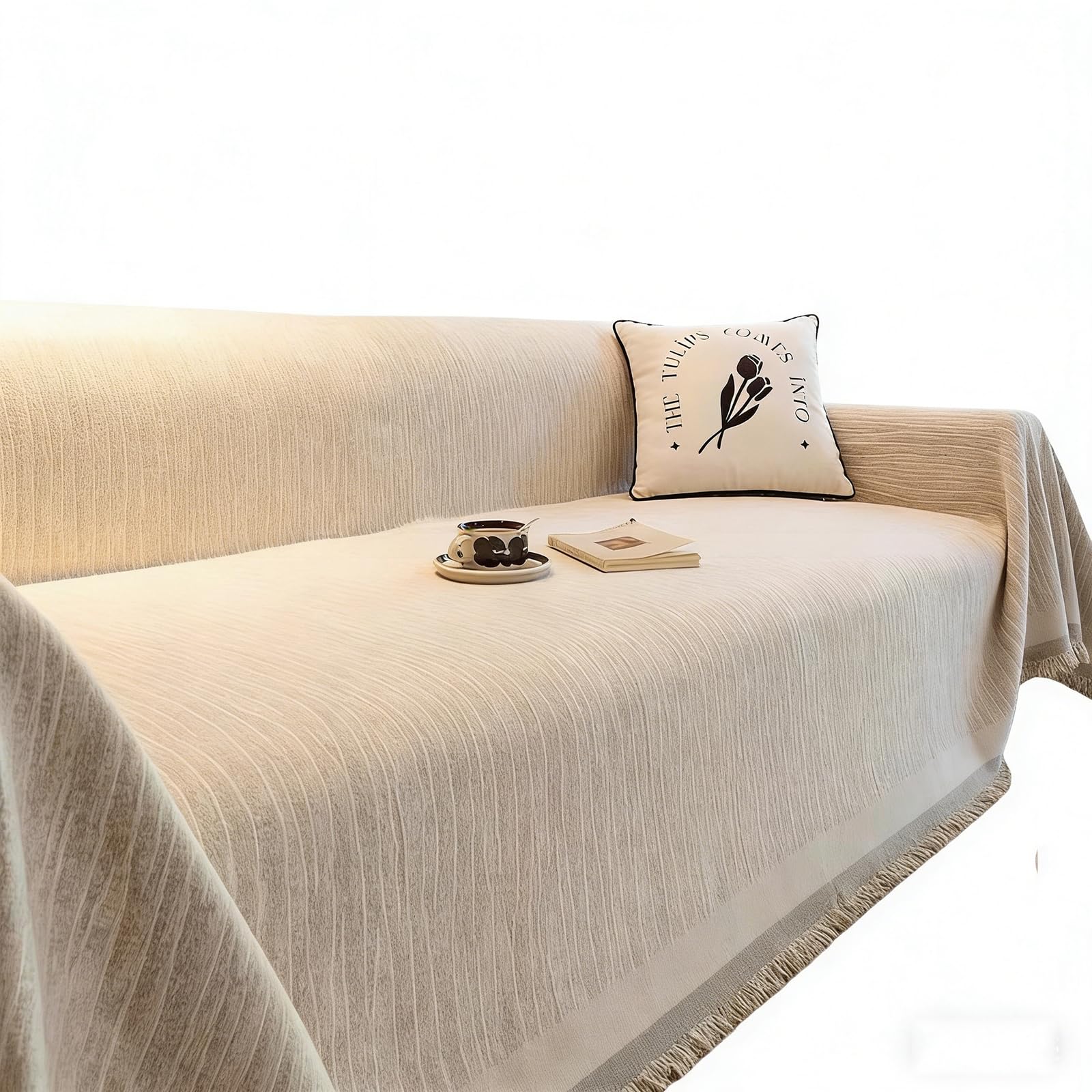 Housse de canapé durable 180x380 cm jeté de canapé quatre saisons gris anthracite