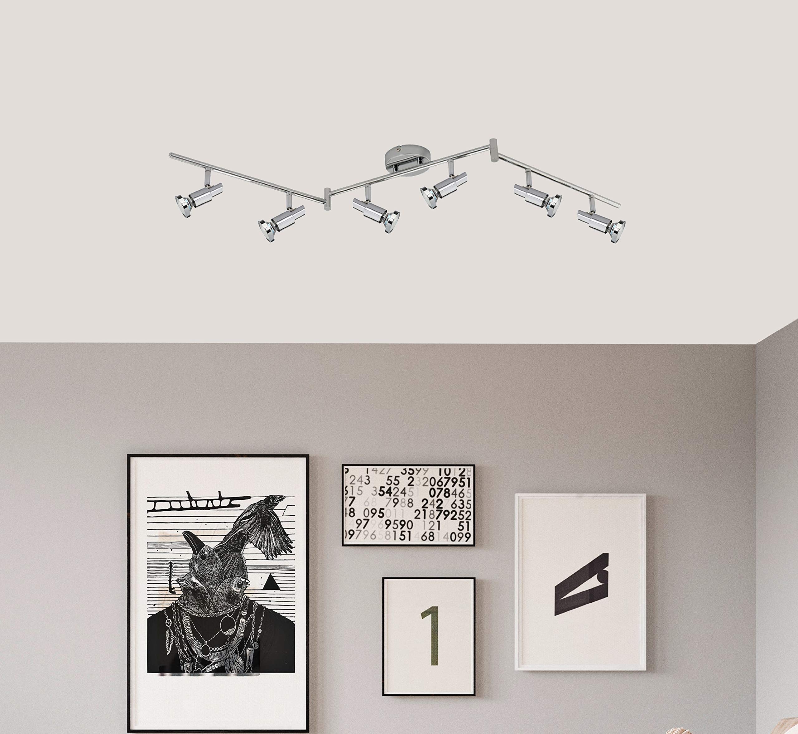 Trango 6-flammig 2991-068-5W LED Deckenleuchte *OSCAR* in Chrom-Optik inkl. 6x 5 Watt GU10 LED Leuchtmittel I Deckenlampe I Deckenstrahler I Deckenspots I Wohnzimmer Lampe schwenkbar und drehbar
