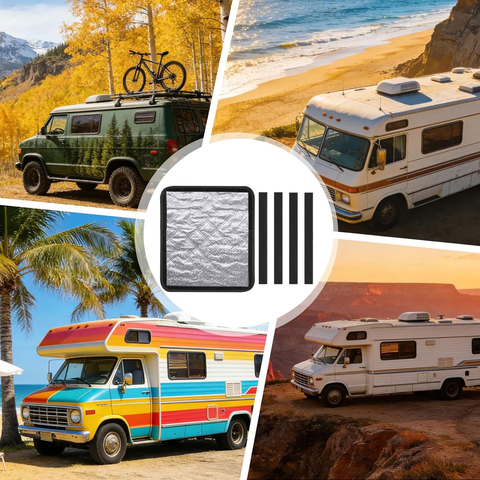 Pare-Soleil Imperméable Et Isolant,Housse De Fenêtre De Toit De Camping-Car,Pliable Occultante Pare-Soleil,Couverture De Puits De Toit De Camping-Car,Protection De Intimité,40.6*40.6CM,Argenté,Kiuiom