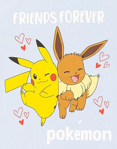 Vista 5 de Pokemon Camiseta Niña Niños Pikachu Eevee Friends Rosa O Azul Personaje Top
