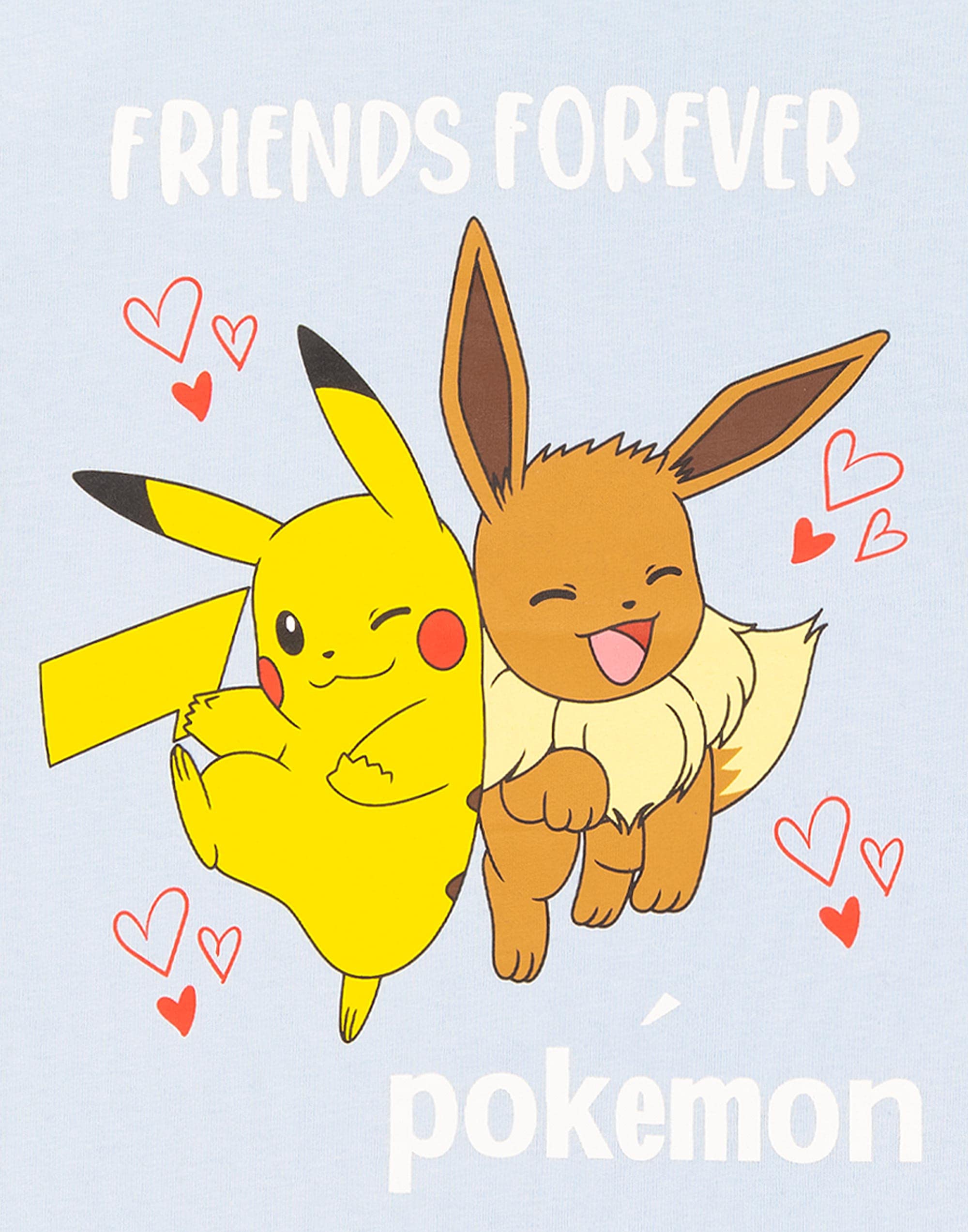 Pokemon T-shirt Koszulka Dziewczęca Pikachu Eevee Przyjaciele Gra Niebieski Top