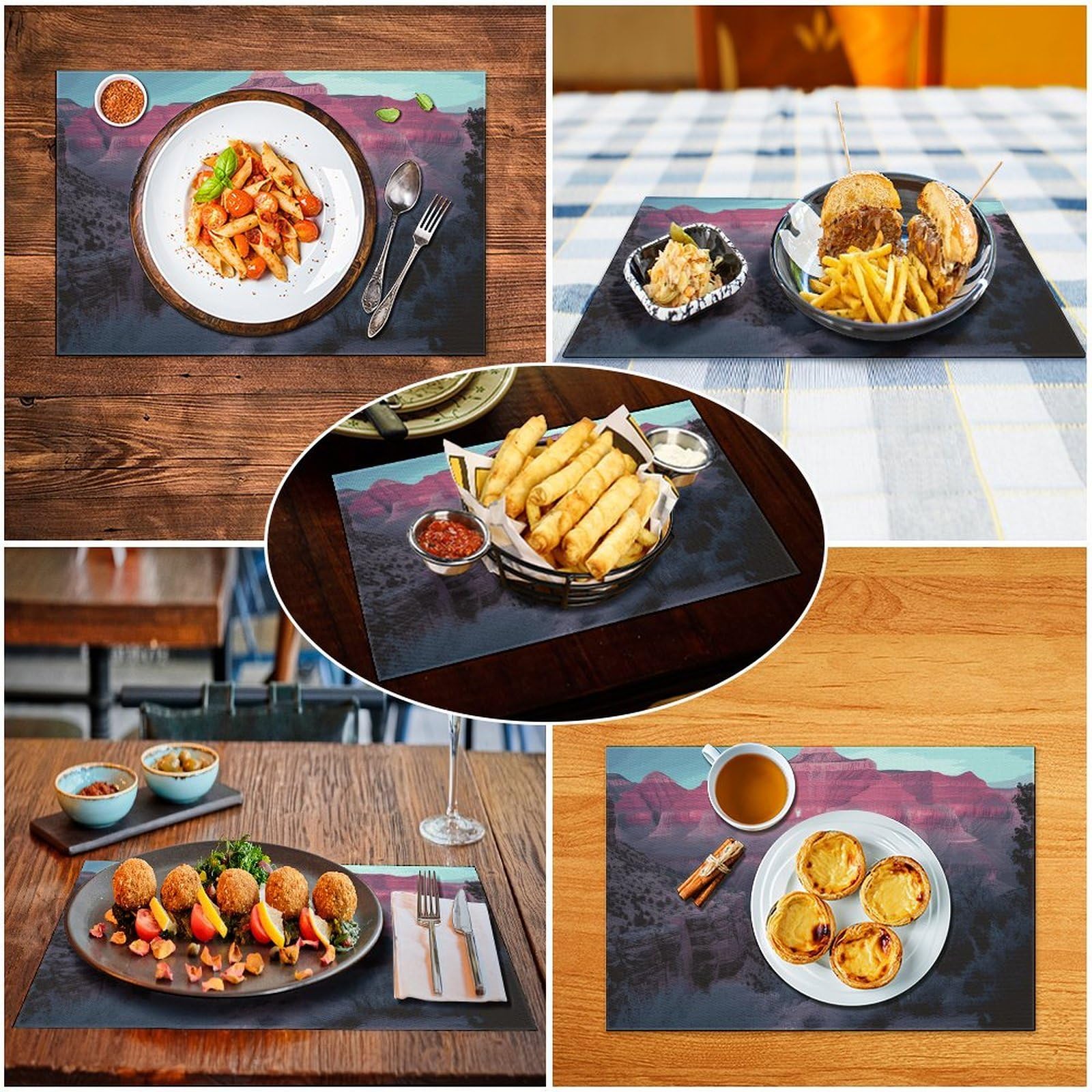 Grand Canyon - Set di 6 tovagliette in PVC, lavabili, resistenti al calore, antiscivolo, impermeabili, per tavolo da pranzo per interni ed esterni, cucina, feste