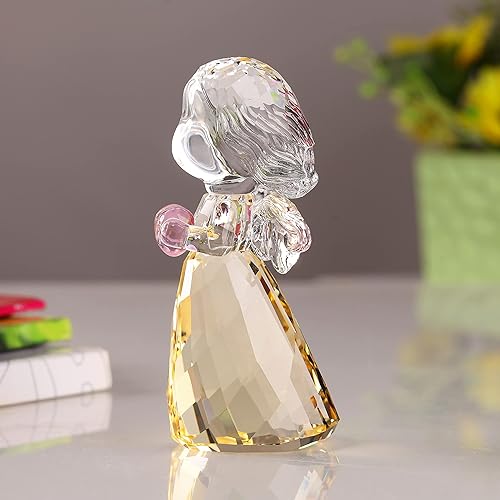 Crystal Little Angel - Figura de querubín para regalo de cumpleaños, decoración de pisapapeles, arte coleccionable (dorado)