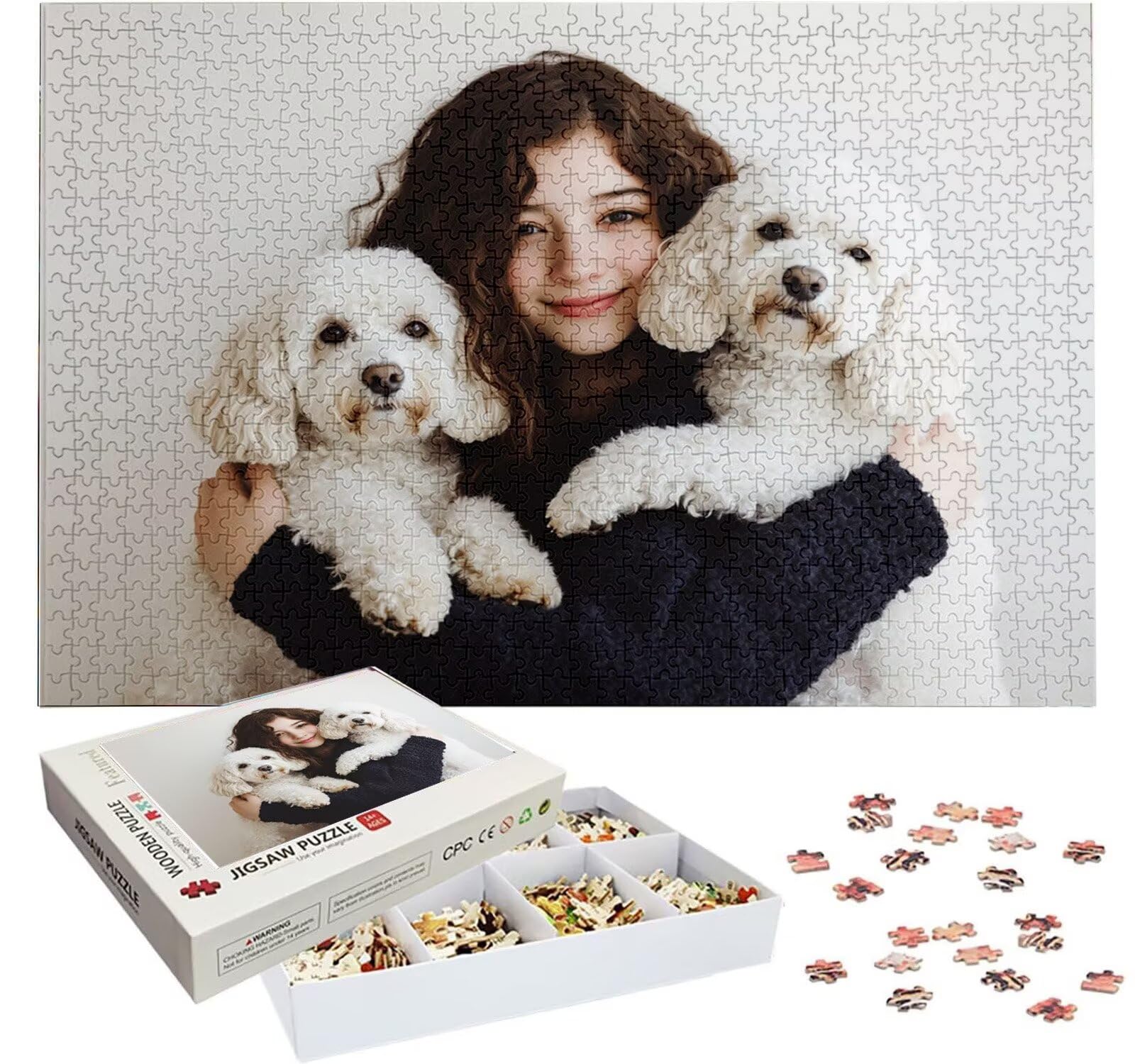 Puzzle Personalizado con Foto, Personalizada Rompecabezas Personalizado Diseña tu Logo Foto o Texto, Personalizado Navidad Halloween San Valentín Parejas Niños Familia Amigos h-3717