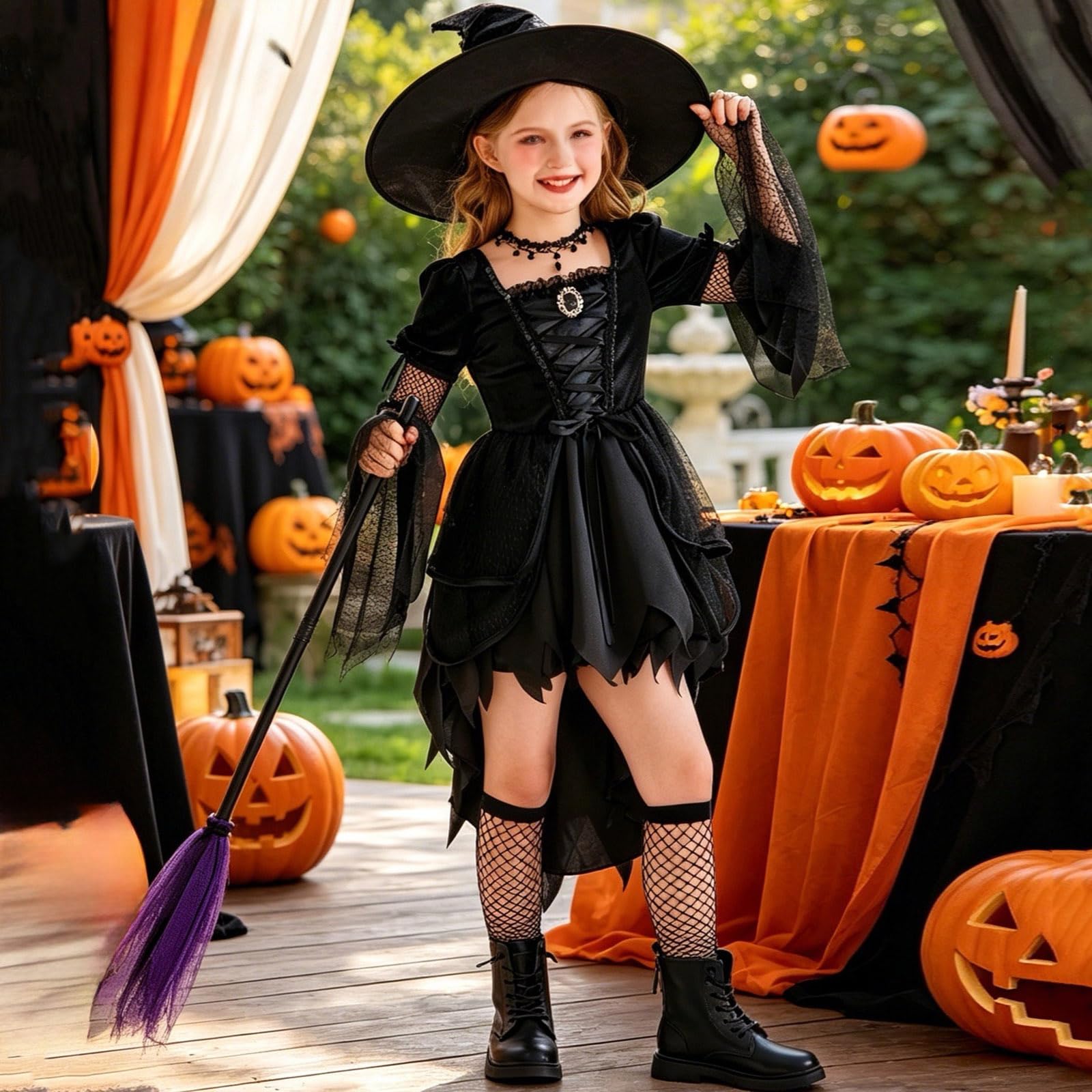 Vestito Halloween per Bambina Disfraz Cosplay Vestito da Festa Disfraz Halloween per Bambina Abito Confortevole Senza Restrizioni Completo di Vestiti da Festa per Bimbe per Festa, Cosplay, Carnevale