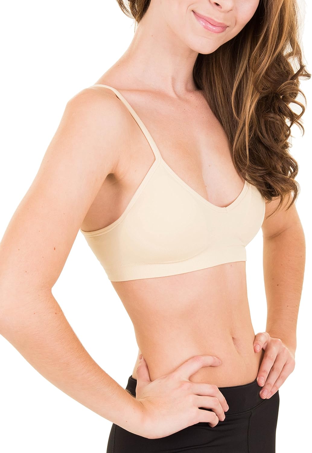 Caramel Cantina 4 Pack V Neck Padded Bralette Adjustable Straps - Image 2