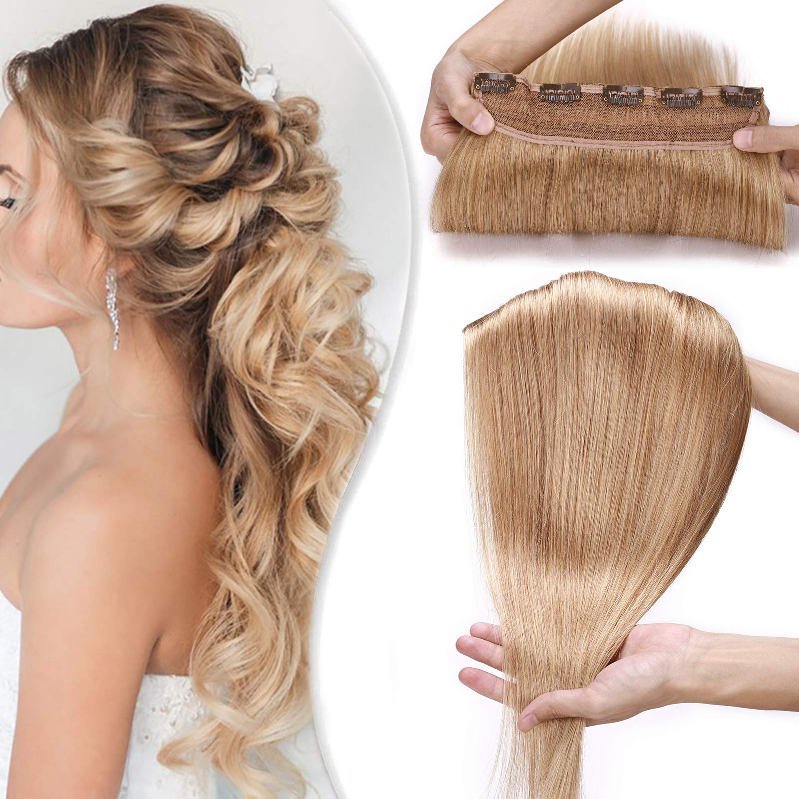 24 inch SEGO One Piece Clip in Human Hair Extension [#27 Dark Blonde ...