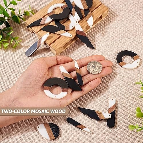 Vista 148 de Colgante de madera de resina, Resina, No es una piedra preciosa 0negro