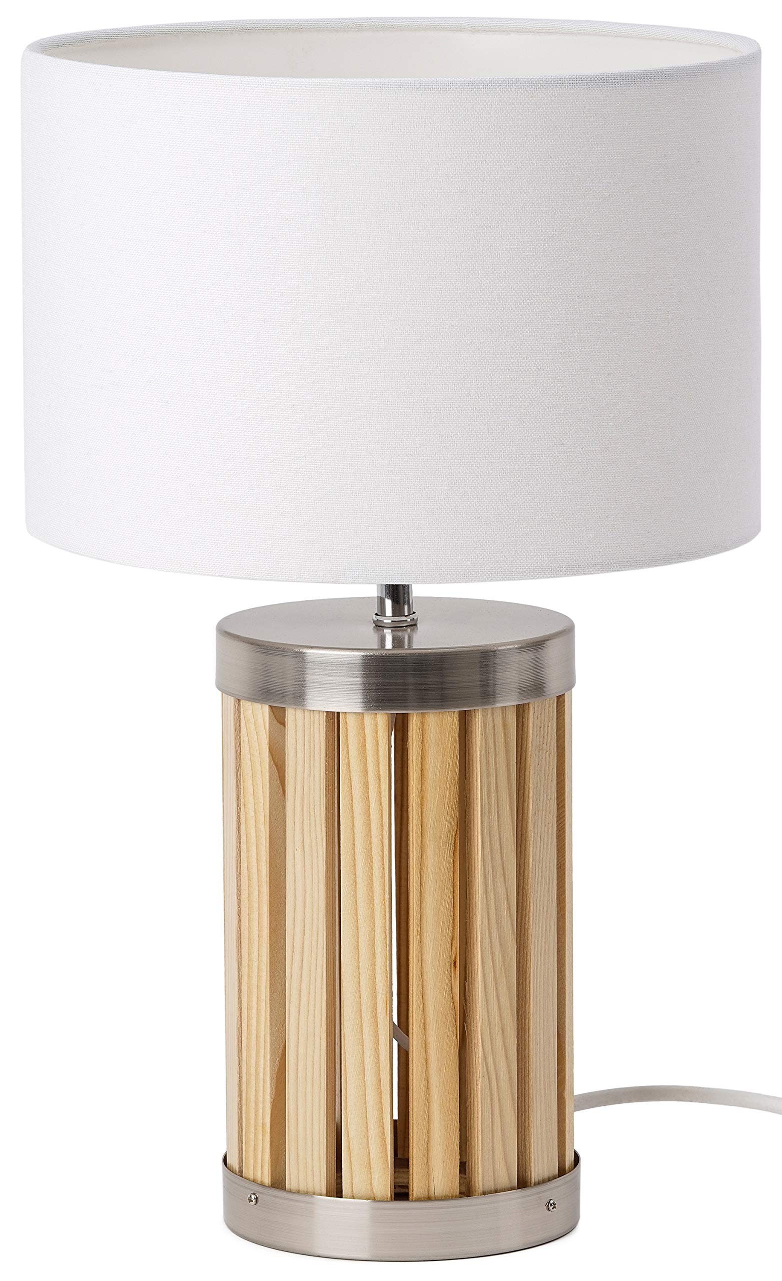 BRUBAKER - Lampe de table/de chevet - Lot de 2 - Design moderne - Hauteur 41 cm - Pied en Bois & Métal - Abat-jour en Tissu/Beige