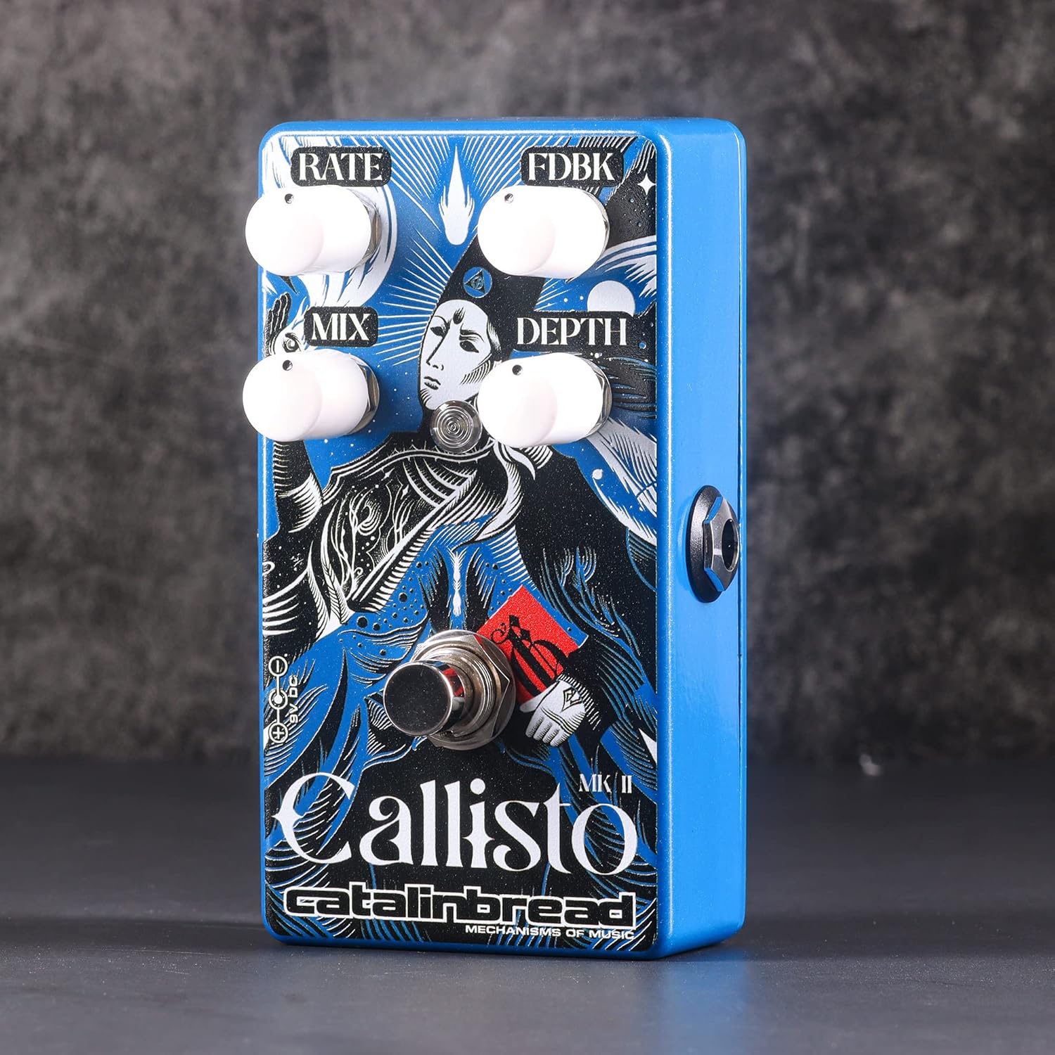 Catalinbread Callisto MKII Chorus Pedal, angled view showing control knobs