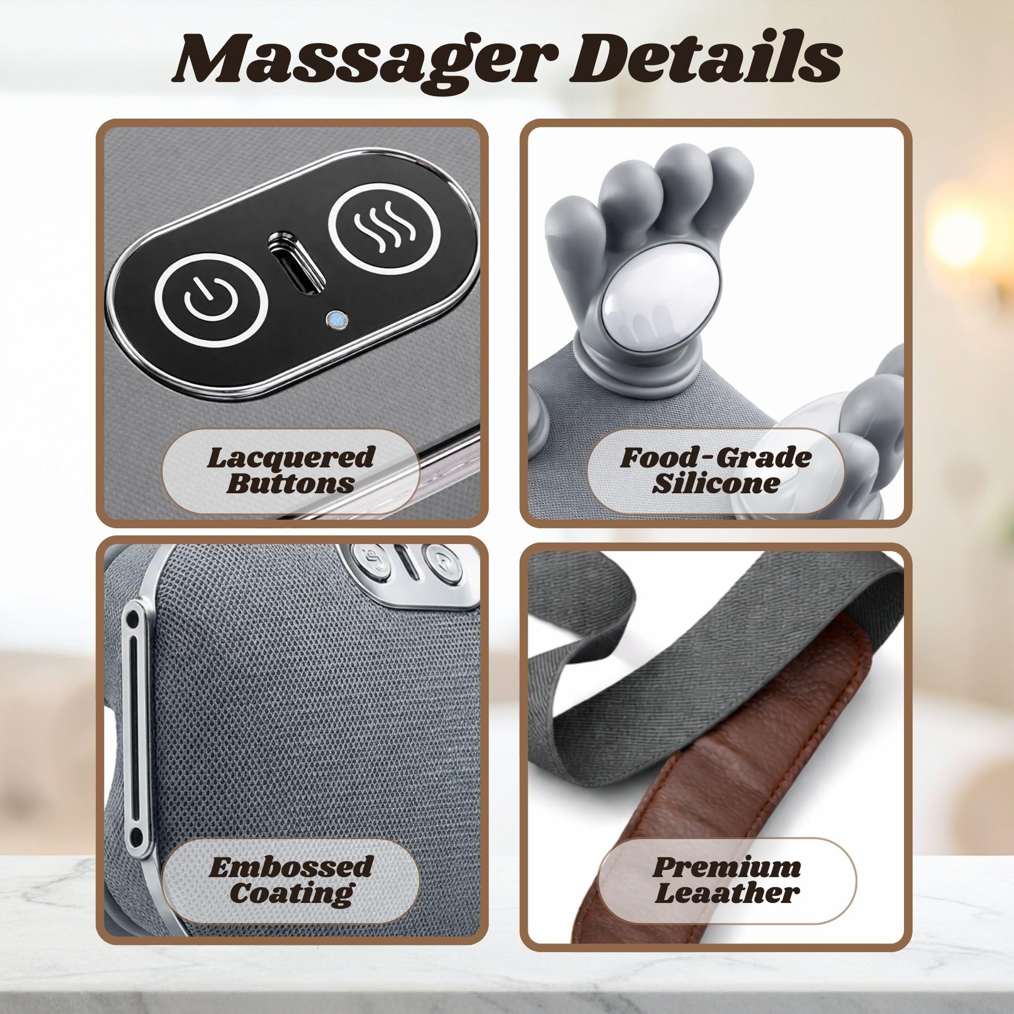LIVINGPRO - Massaggiatore per collo e spalle con calore, shiat per tessuti profondi con palma bionica 4D, massaggio simulato delle mani umane, 3 intensità regolabili, sollievo dal dolore portatile per