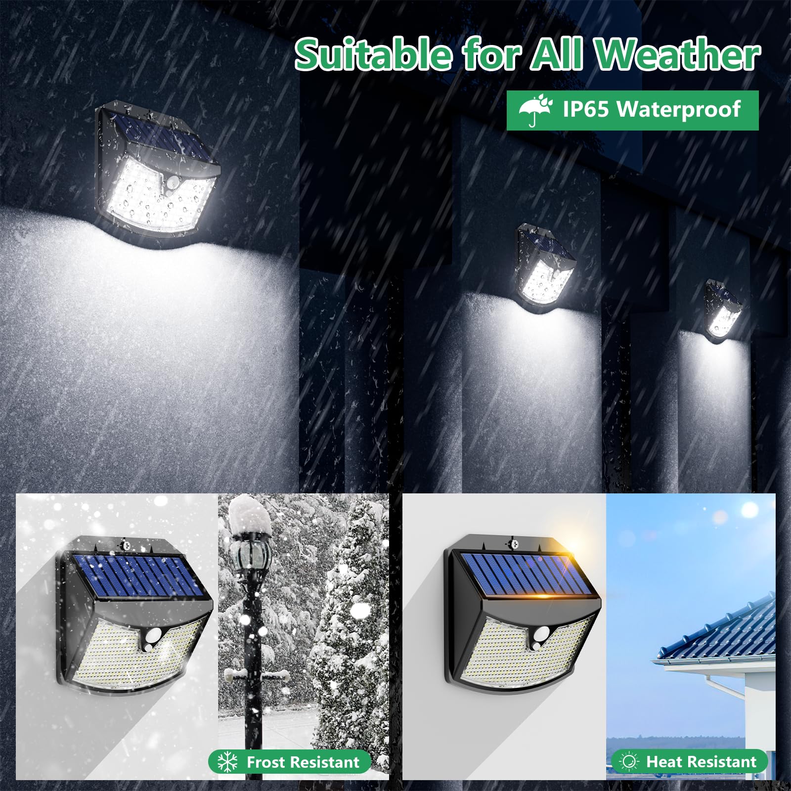Faretti Solari a LED da Esterno【6 Pezzi】, 3 Modos Luci Solari da Giardino con Sensore di Movimento, IP65 Impermeabile Lampada Solare da Esterno per Giardino, Parete, Garage, Davanti alla Porta