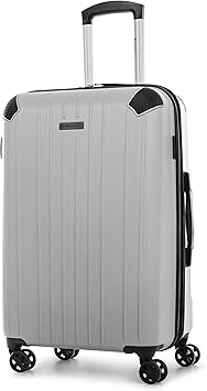 review BUGATTI Swiss Mobility PVG Collection 24 Inch Hard Shell Spinner Luggage for Airplanes, Expandable Suitcase with 360-Degree Spinner Wheels, Retractable Handle, Silver