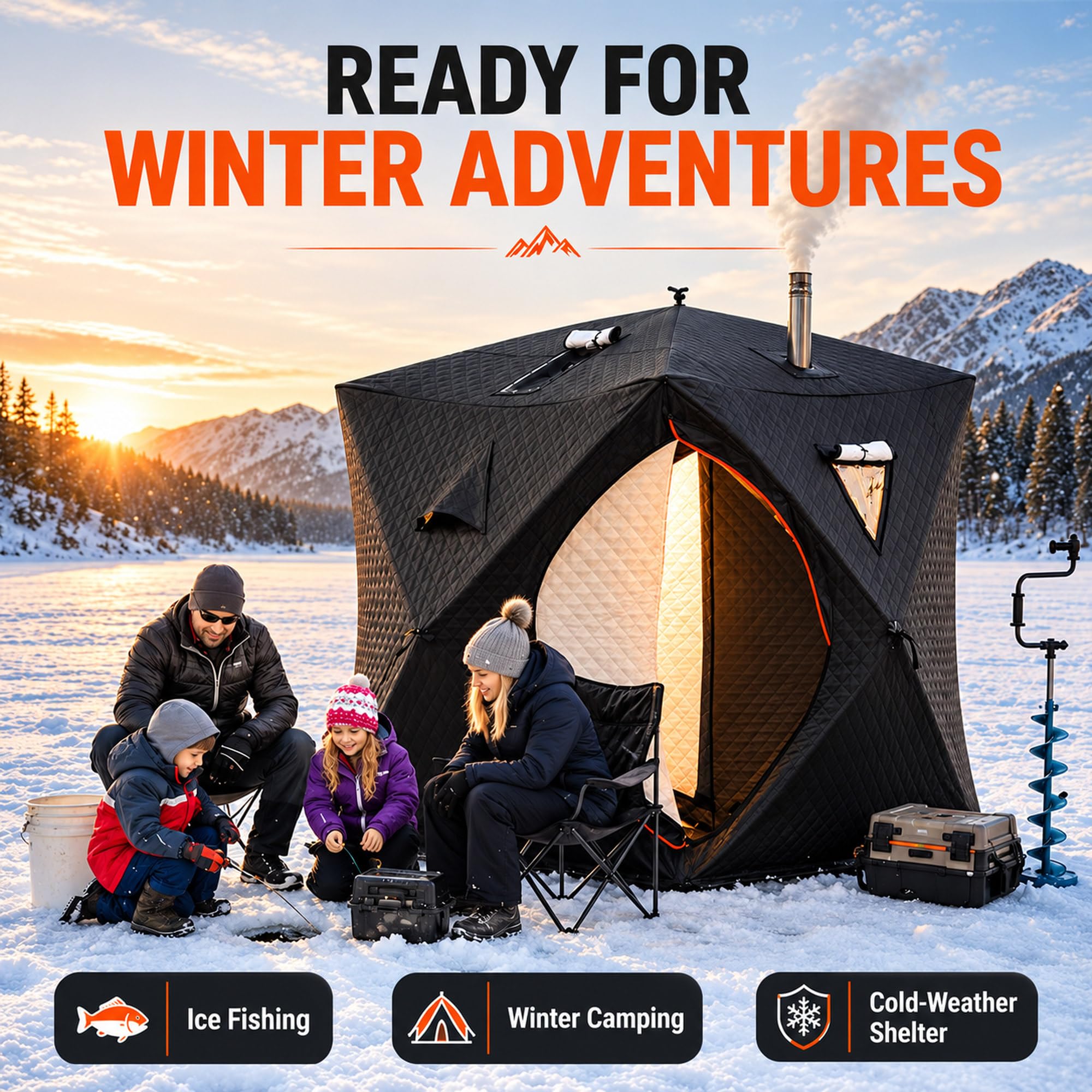 Tenda da Pesca con Foro per Stufa, Tenda Sauna Isolata 4–5 Person