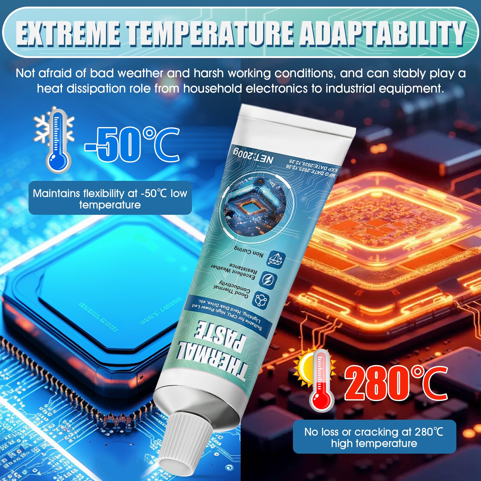 Pasta Termica CPU, 200g Thermal Paste, Pasta Termica, Eccellente Conduttività Termica, Pasta Termica ad Alte Prestazioni Adatta per CPU, Console di Gioco, Schede Grafiche, ECC