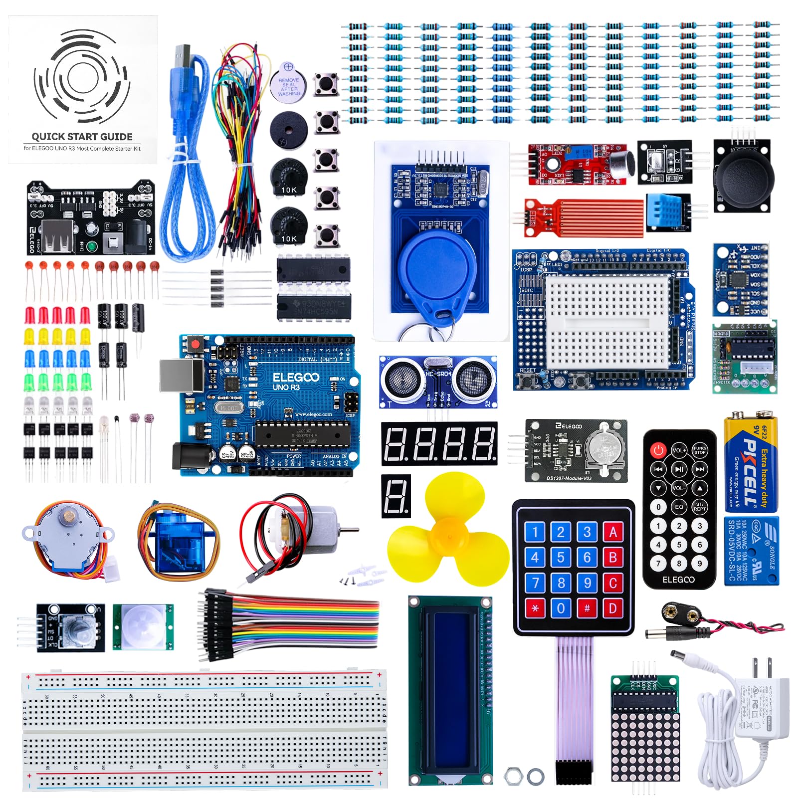 ELEGOO UNO R3 Project Most Complete Starter Kit with Tutorial Compatible with Arduino IDE (200+ Components)
