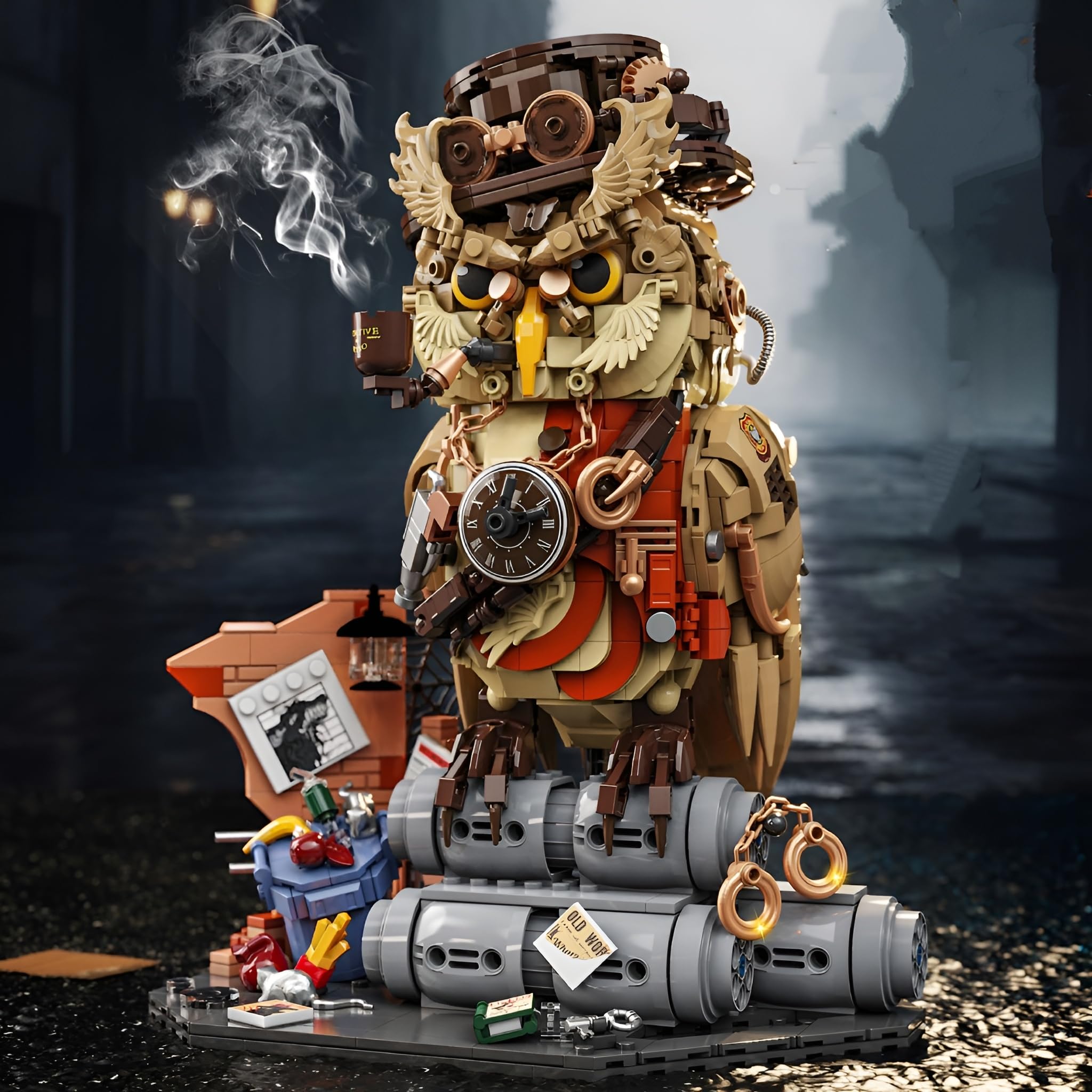 Detektiv Eule Bausteine, 1286 Teile Eule Tier Klemmbausteine, Kreatives Vogel Tier Modell Bausatz Spielzeug, Geschenkset für Erwachsene und Kinder