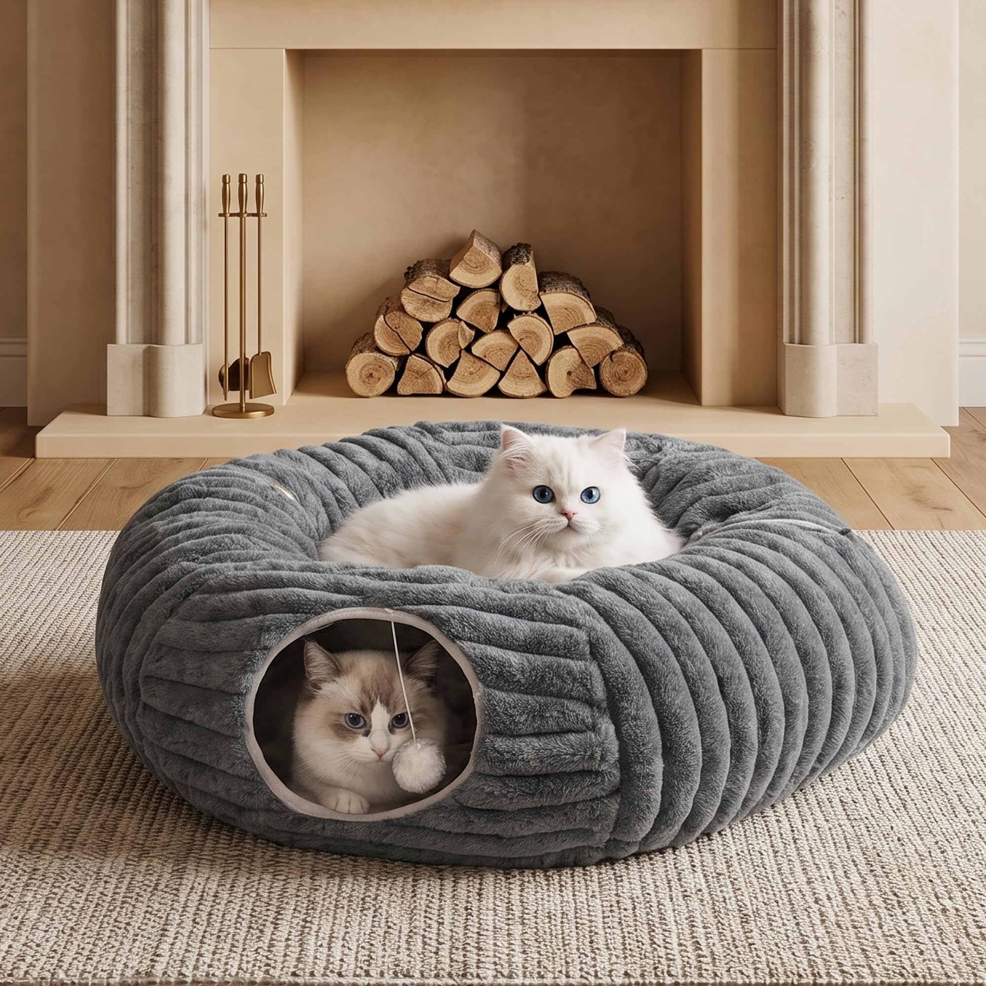 Dogpals Cat Tunnel Bed Cave 33" Lx10 Wx10 H for Indoor Cats