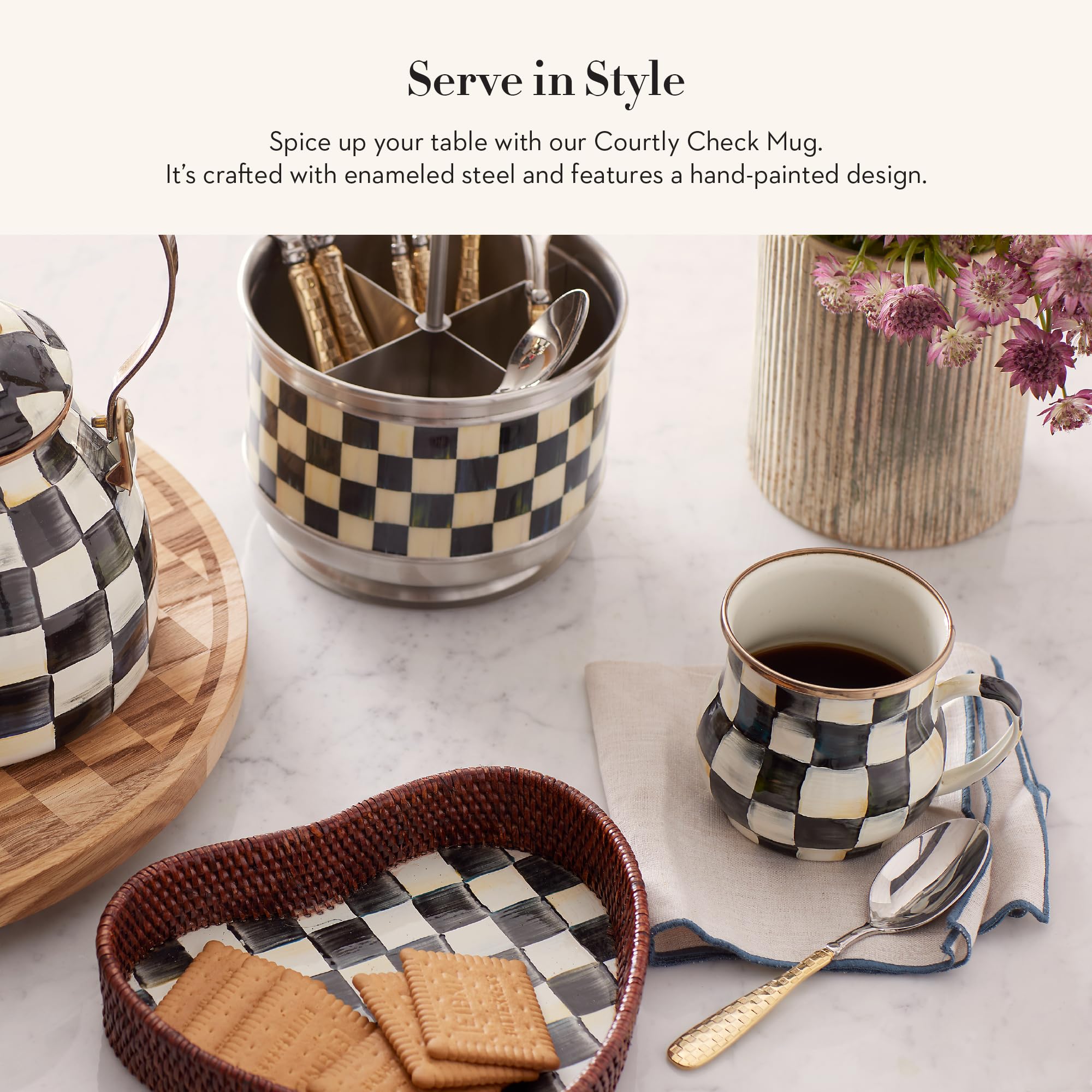 Amazon.com | MACKENZIE-CHILDS Enamel Mug Set, Black-and-White