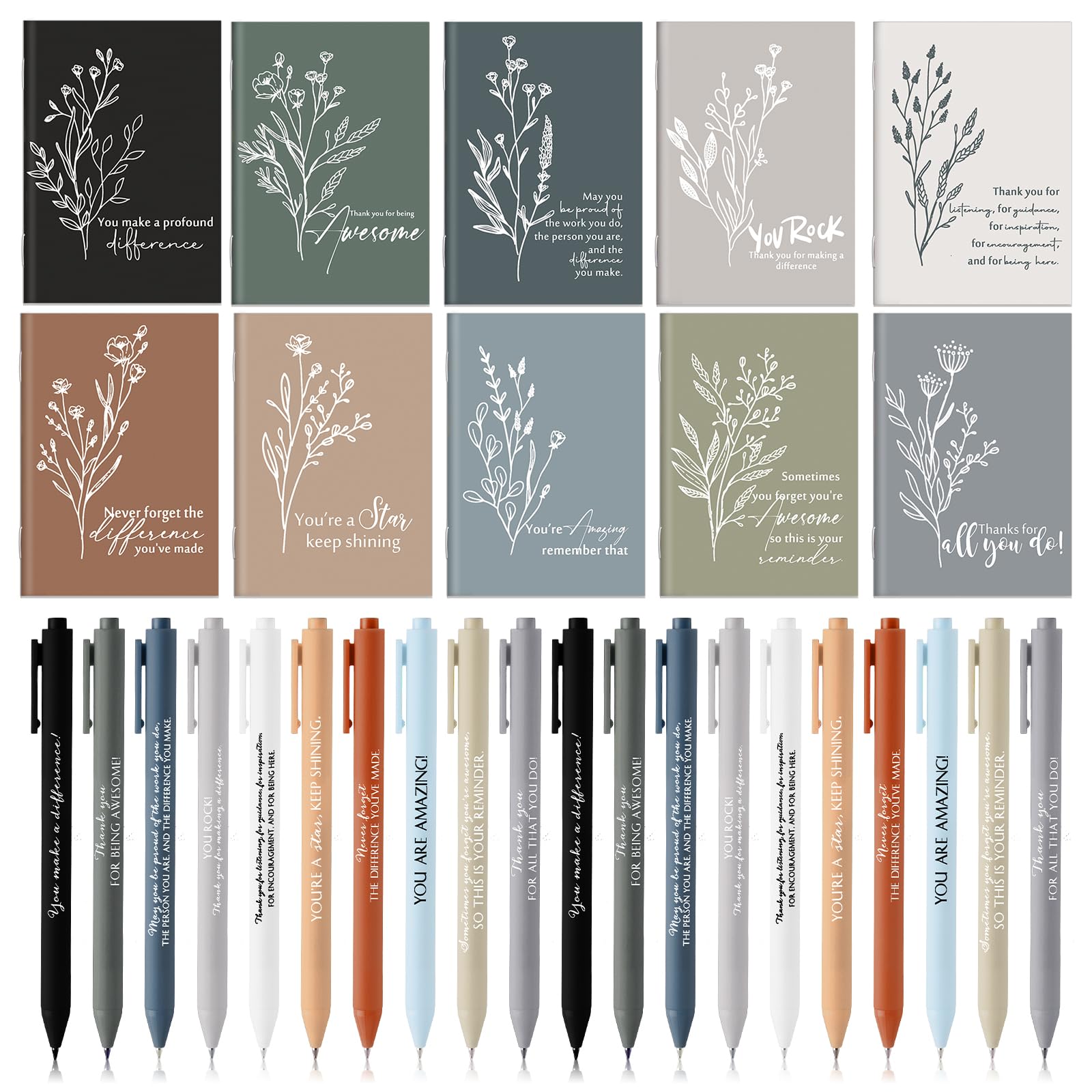 Tellingyou 40 Pcs Valentines Employee Appreciation Gifts Bulk Inspirational Notebook Ballpoint Pen Motivational Notebook Mini Journal Inspirational