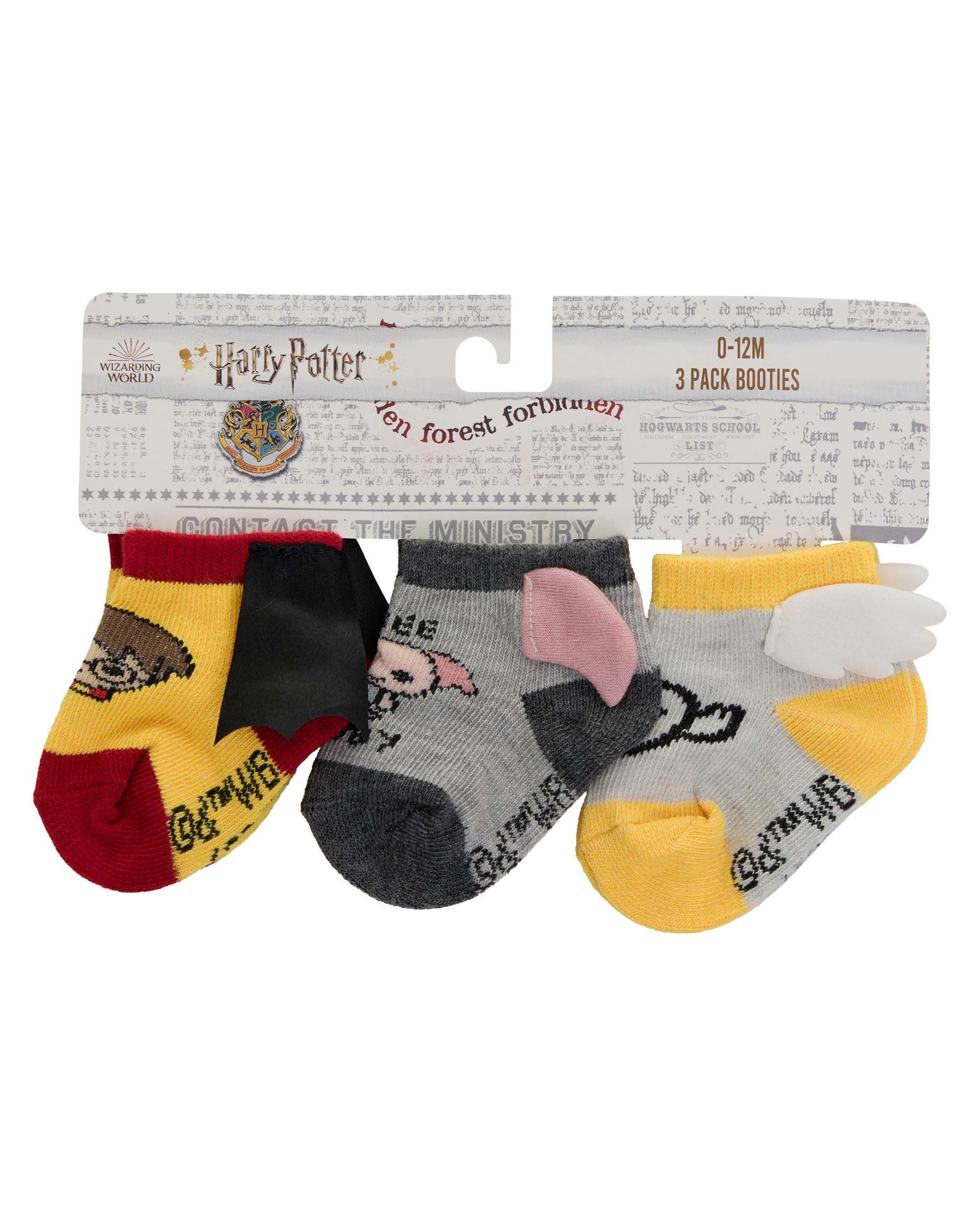 Harry Potter Babysocken für Jungen, 3er-Pack, Geschenkset (0–12 Monate) – Babyschuhe für Jungen mit Umhang, Grau/Orange/Weiß, 0-12 Monate
