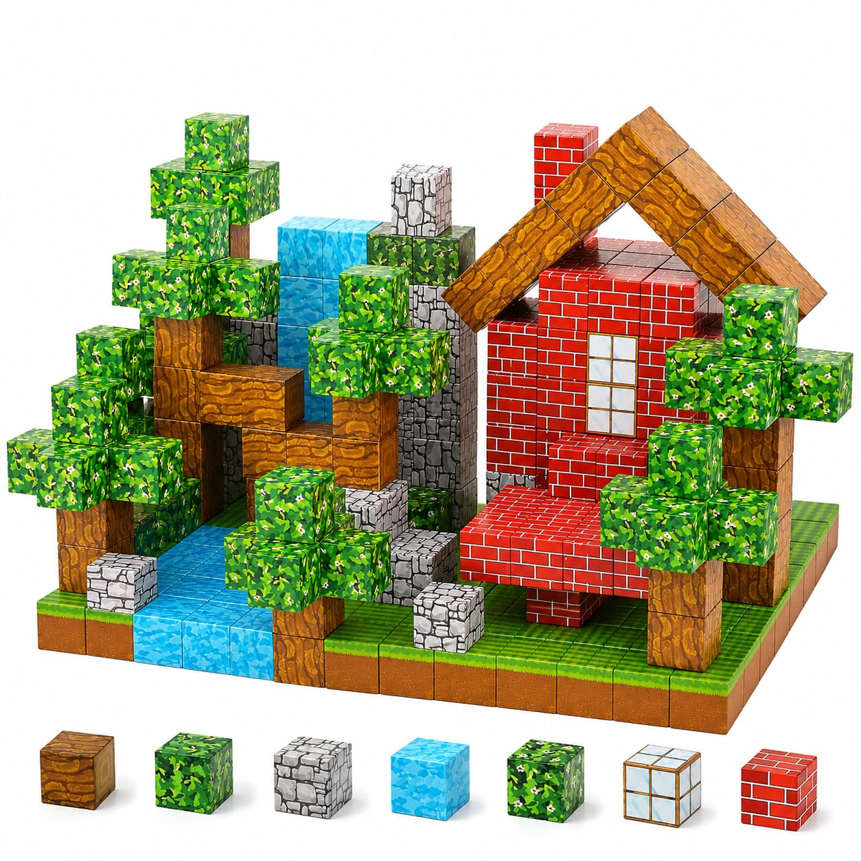 Magnetic Blocks 64 PCS Forest, Magnetic Building Blocks for Kids with, Storage Bag & Idea Guide, Magnetic Tiles for Kids 5 Years for Creative Learning, Gift for Boys and Girls Age 3+-image-18