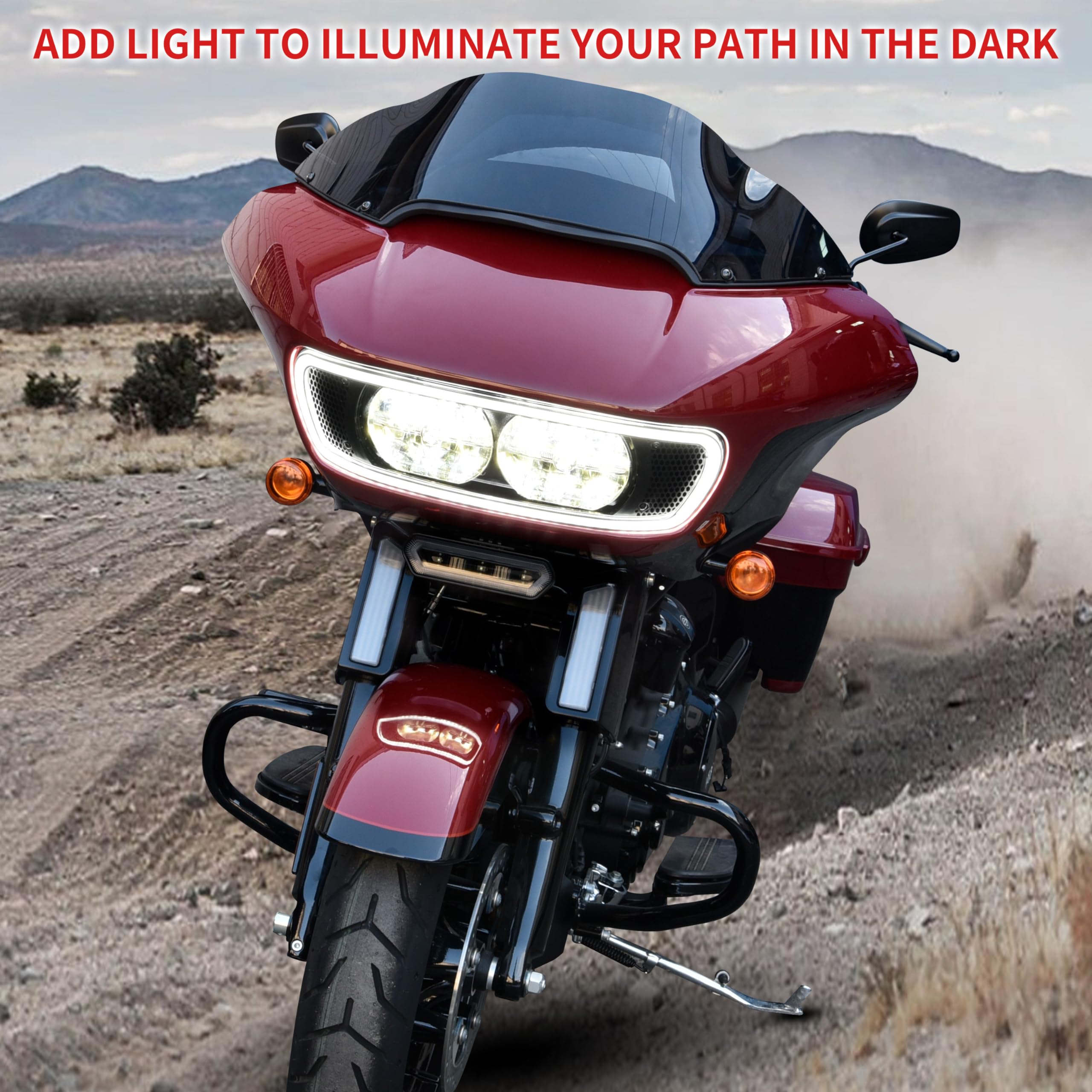 VEISUTOR Headlight Fairing Trim Cover Bezel with DRL LED Light for Touring Road Glide 2015+, Headlamp Bezel Trim with Auxiliary Light for Harley Davidson Road Glide CVO 2015-2024 Accessories, 1 PC