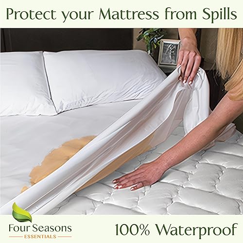 Miniatura 2 de Four Seasons Essentials Protector de colchón impermeable tamaño King Viscosa refrescante derivada de la funda de colchón de sábana bajera de bambú