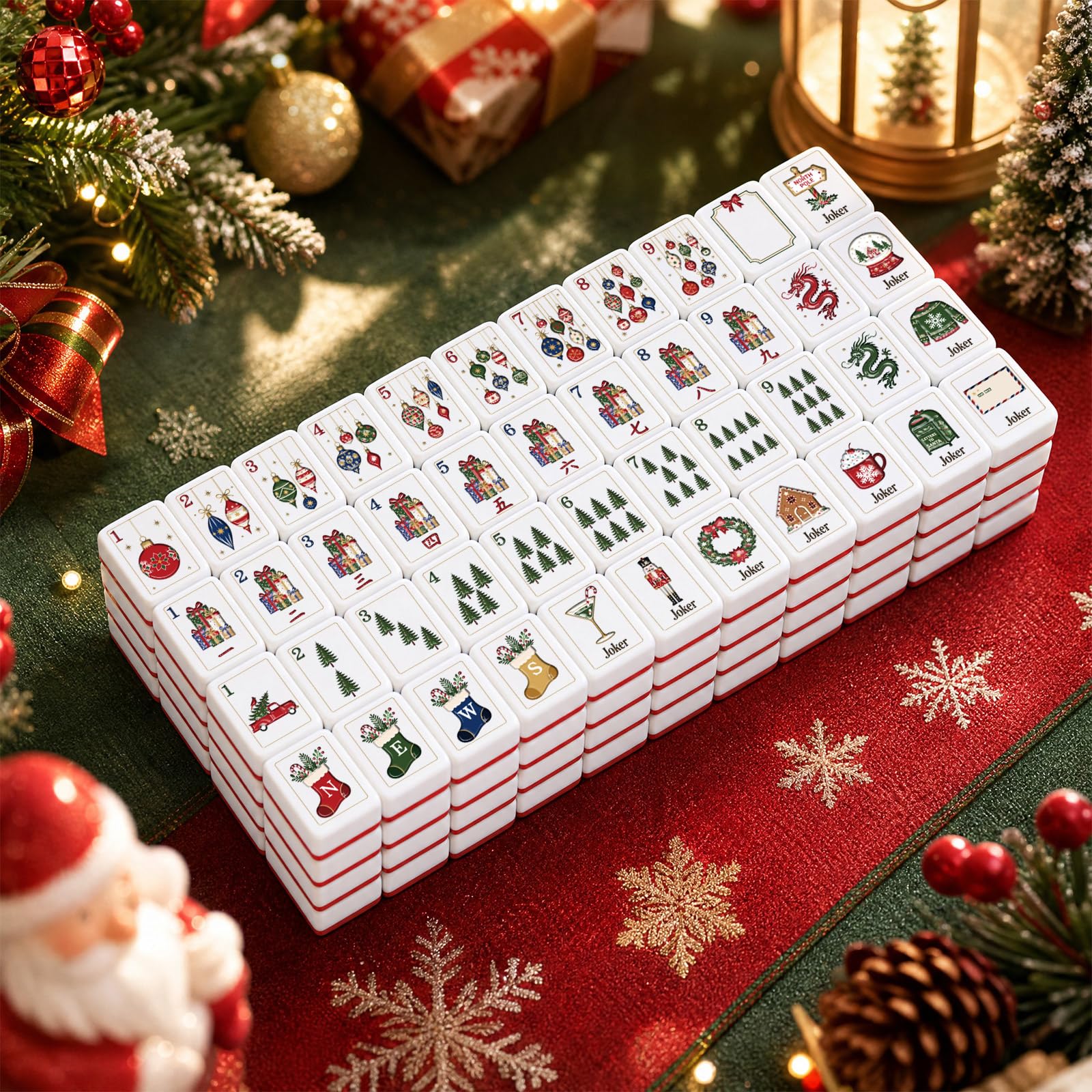 Charnoel 164 Pcs Christmas American Mahjong Set Multicolor Mahjong Tiles
