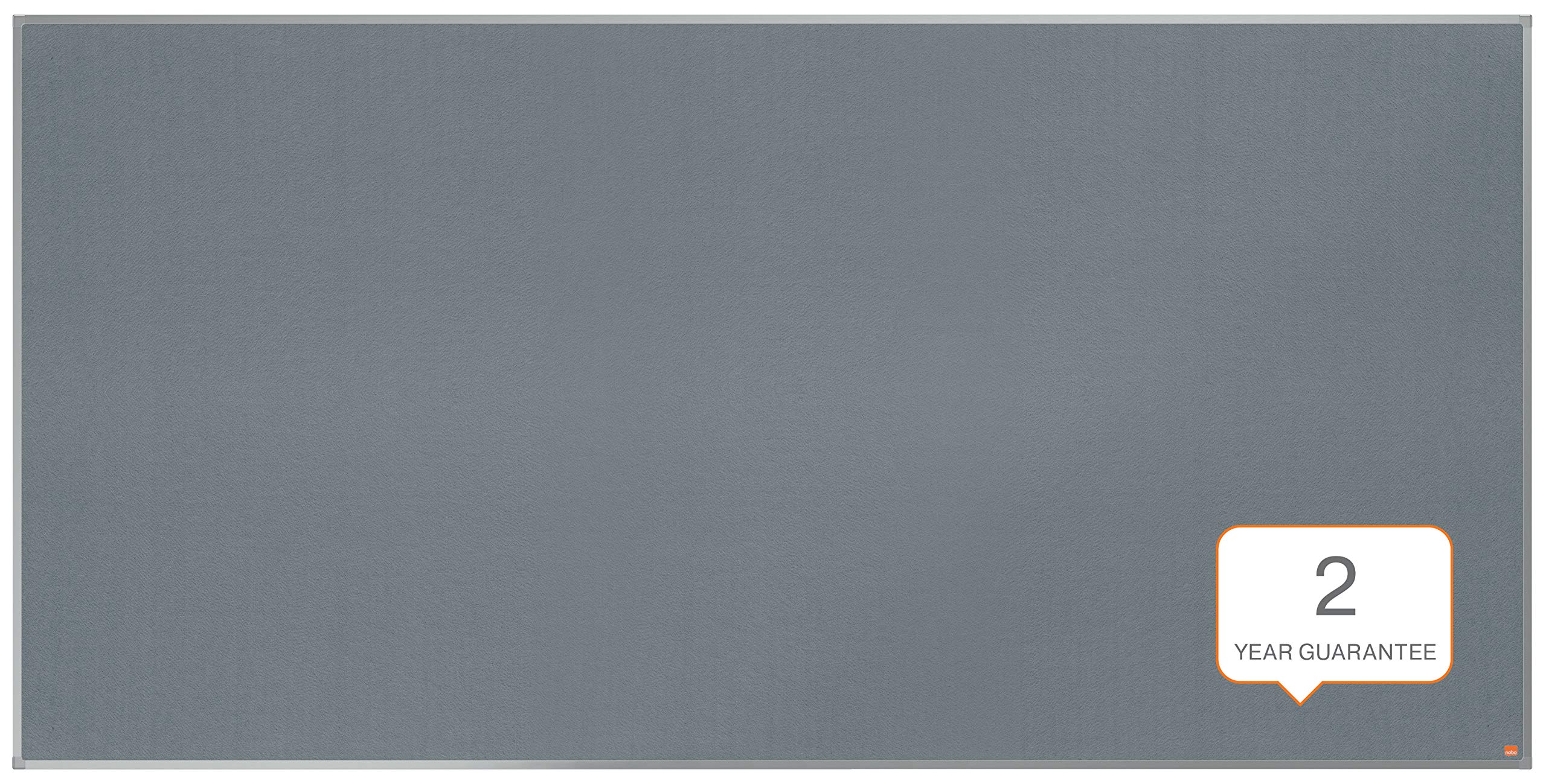 Tablica ogłoszeniowa z filcu Nobo, 2400 x 1200 mm, aluminiowa rama, narożny montaż ścienny, seria Essence, kolor szary, 1915441