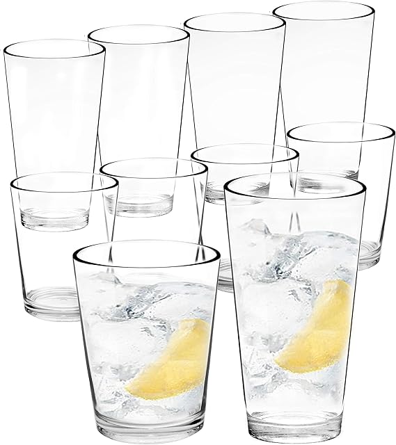 Youngever 8 Pack 500ML & 650ML Re-usable Bistro Plastic Drinking Tumblers Set, Plastic Glasses, Clear Plastic Cups, Unbreakable Glasses, Drinking Glasses