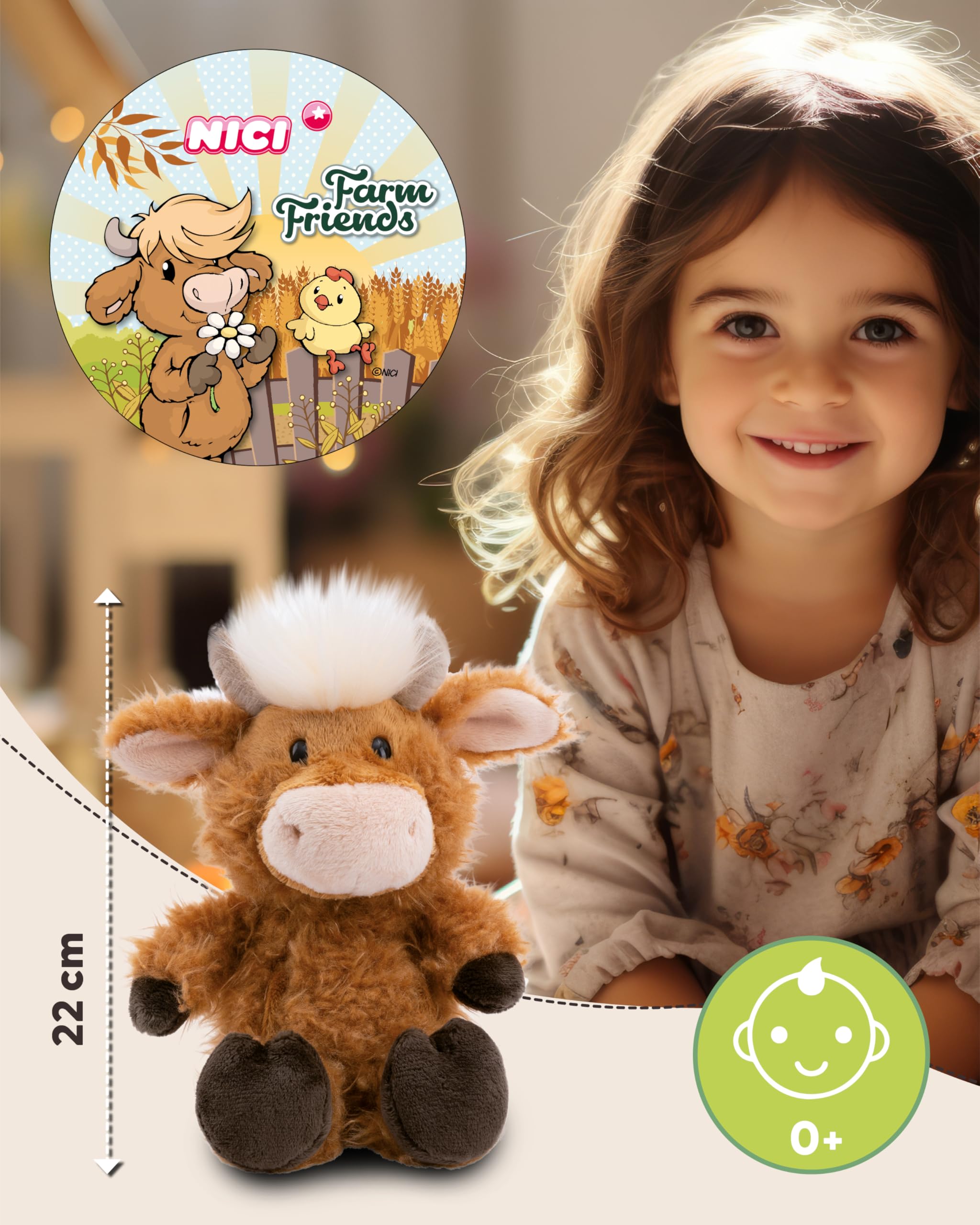 NICI cuddly toy highland cattle McMooray 22cm brown, Cuddly cute plush to snuggle and play with, for children & adults - Image 2