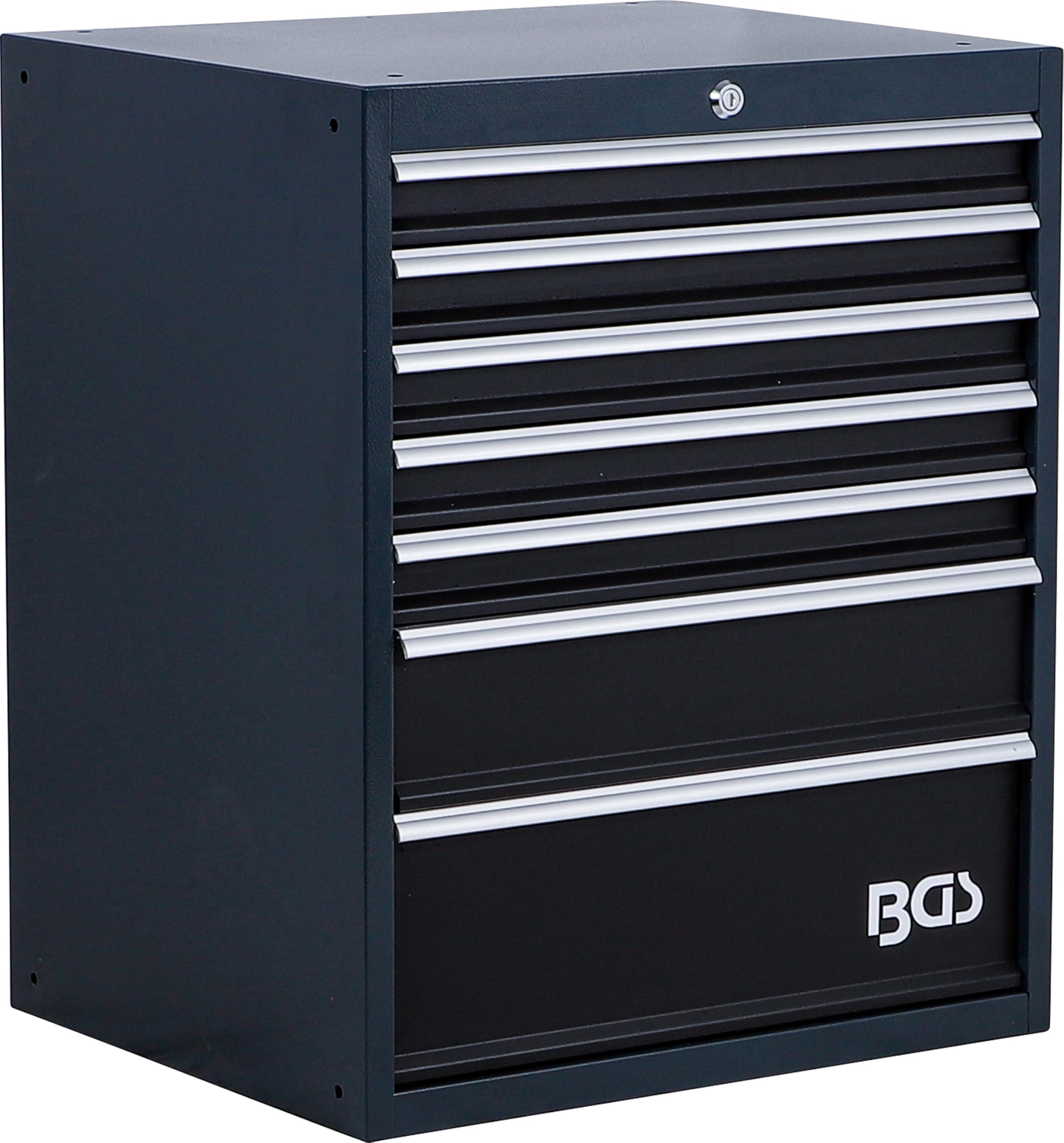 BGS 80200 | Schubladen-Unterschrank | 7 Schubladen | leer | Stahlblech | Schubladenauszug 100 % | Schubladenbreite 590 mm | Selbsteinzug | Zentralschloss | pulverbeschichtet