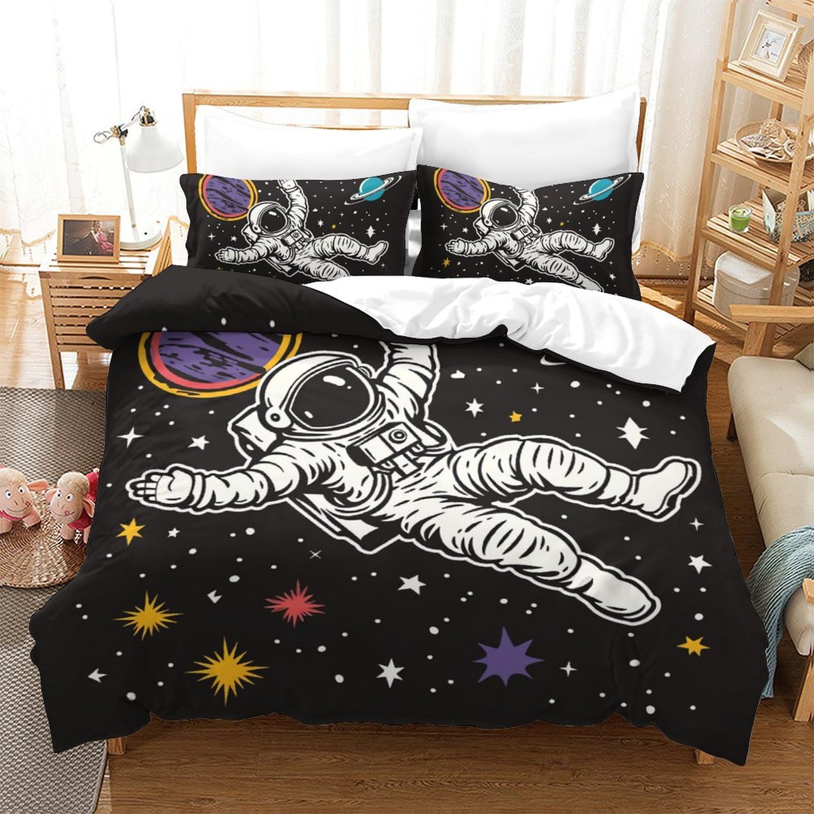 Parure de lit astronaute 3D microfibre douce housse de couette garçon