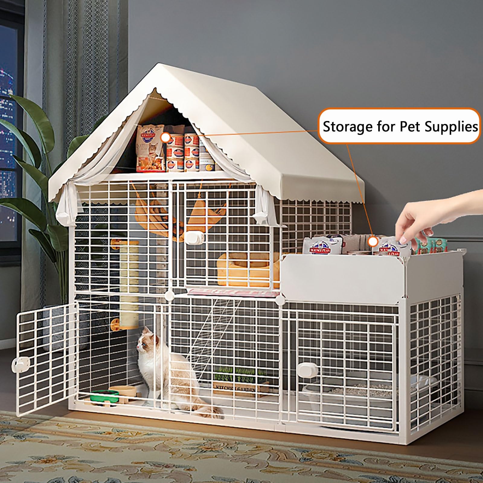 Gabbia per Gatti Grande, Gabbia per Gatti Fai da Te per Interni Recinto per Gatti Staccabile Gabbia per Piccoli Animali Recinti per Gatti semichiusi, Ampio Luogo per Esercizi Ideale per 1-2