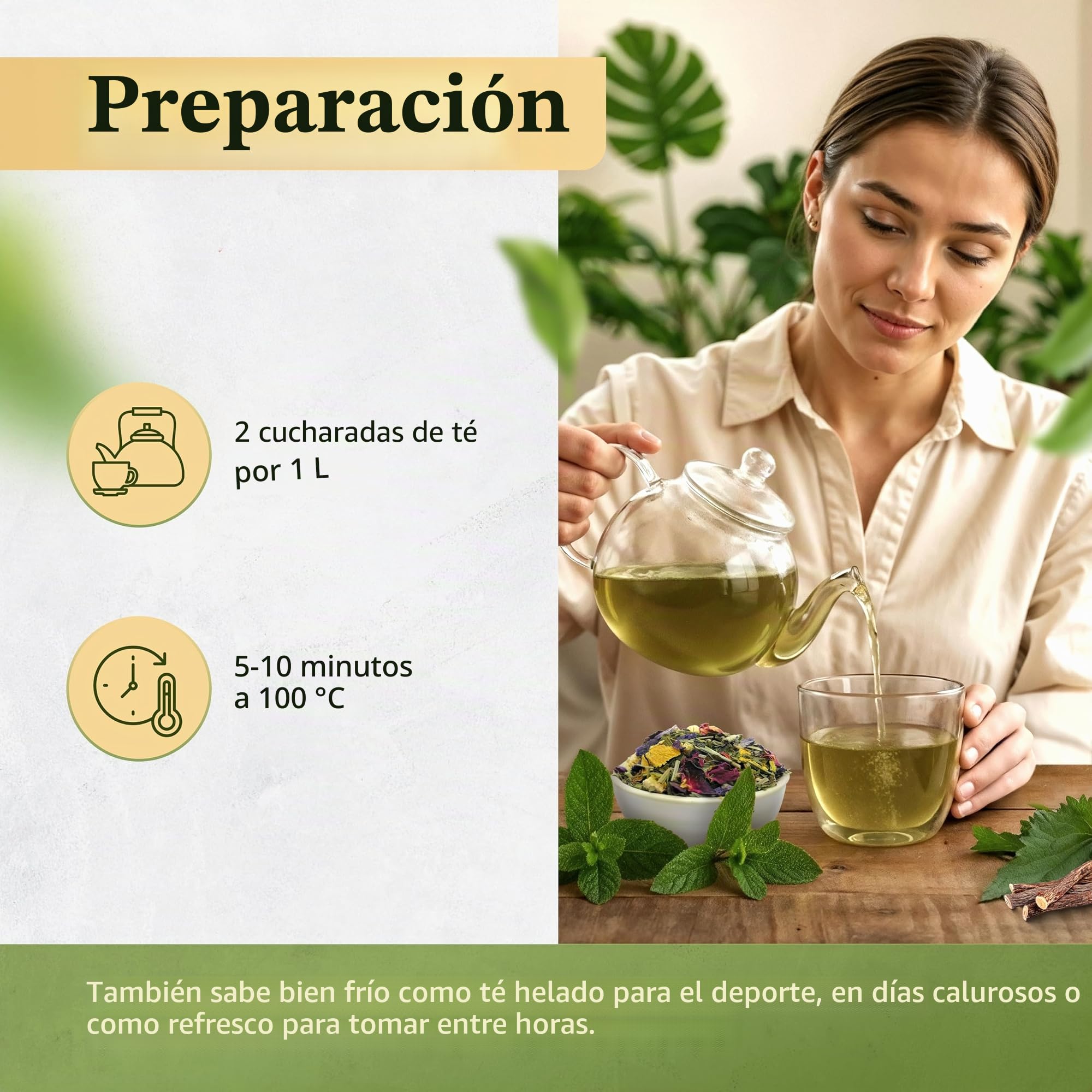 TeaClub Mint Heaven Infusión Básica a Granel 500g – Té Ortiga | Mezcla de infusión básica con ortiga, menta, citronela y pétalos de rosa, té de bienestar, bolsa doypack
